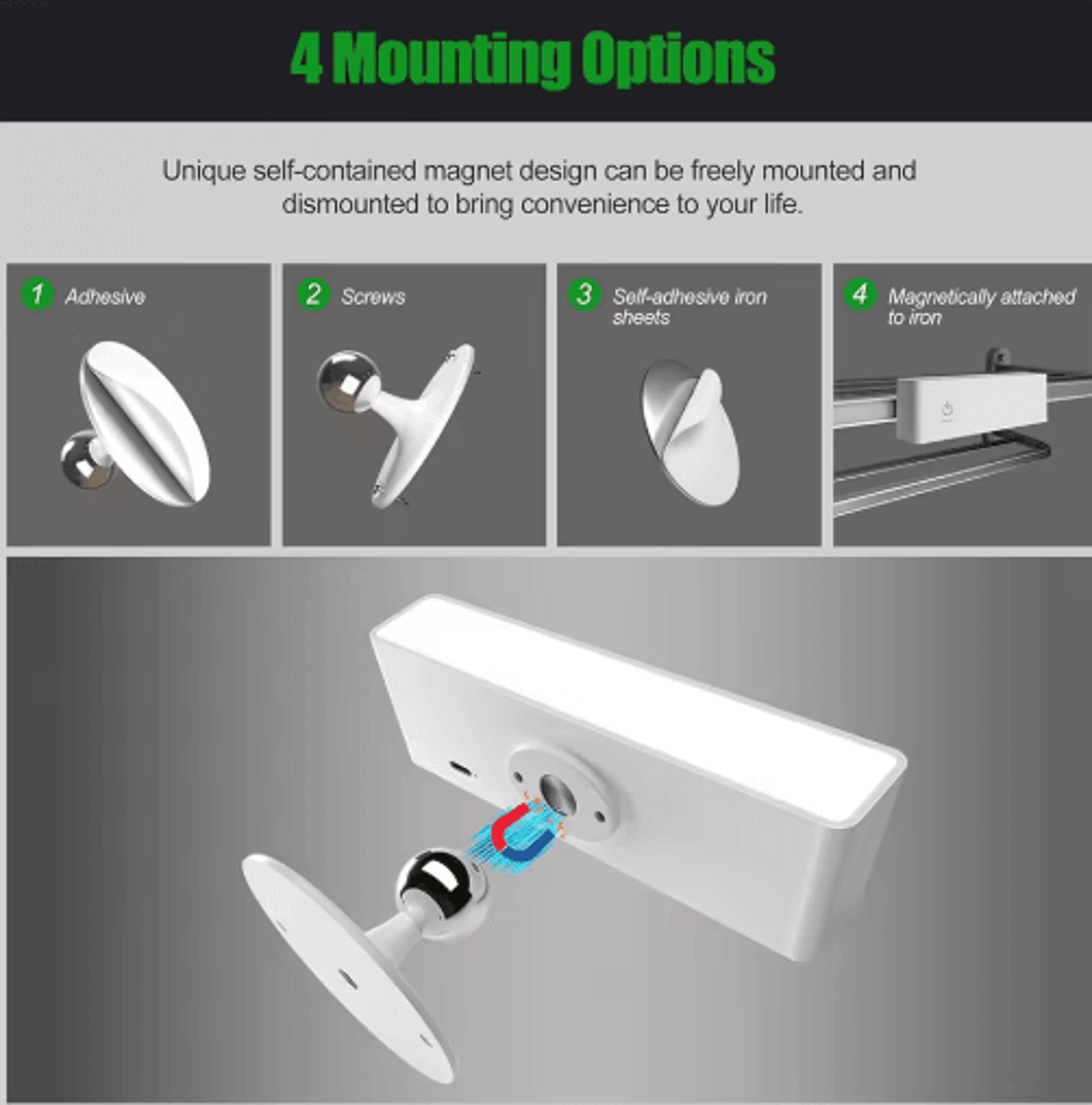Magnetic Rechargeable LED Reading Light  360 Rotating Touch Dimmable Cordless Wall Lamp 9