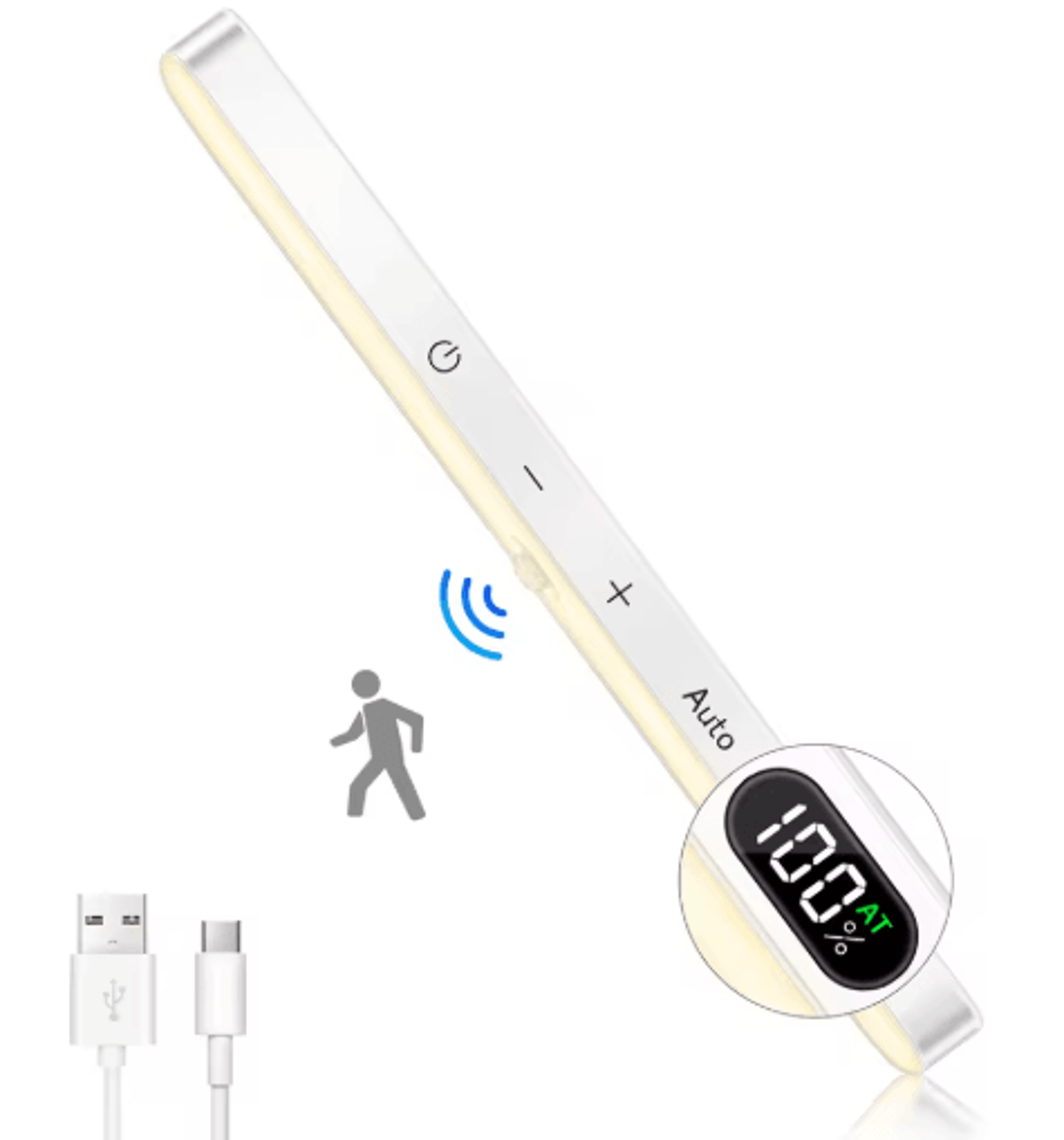 WILLED 60LED Rechargeable Under Cabinet Light  Motion Sensor Touch Light Bar With Battery Display 1