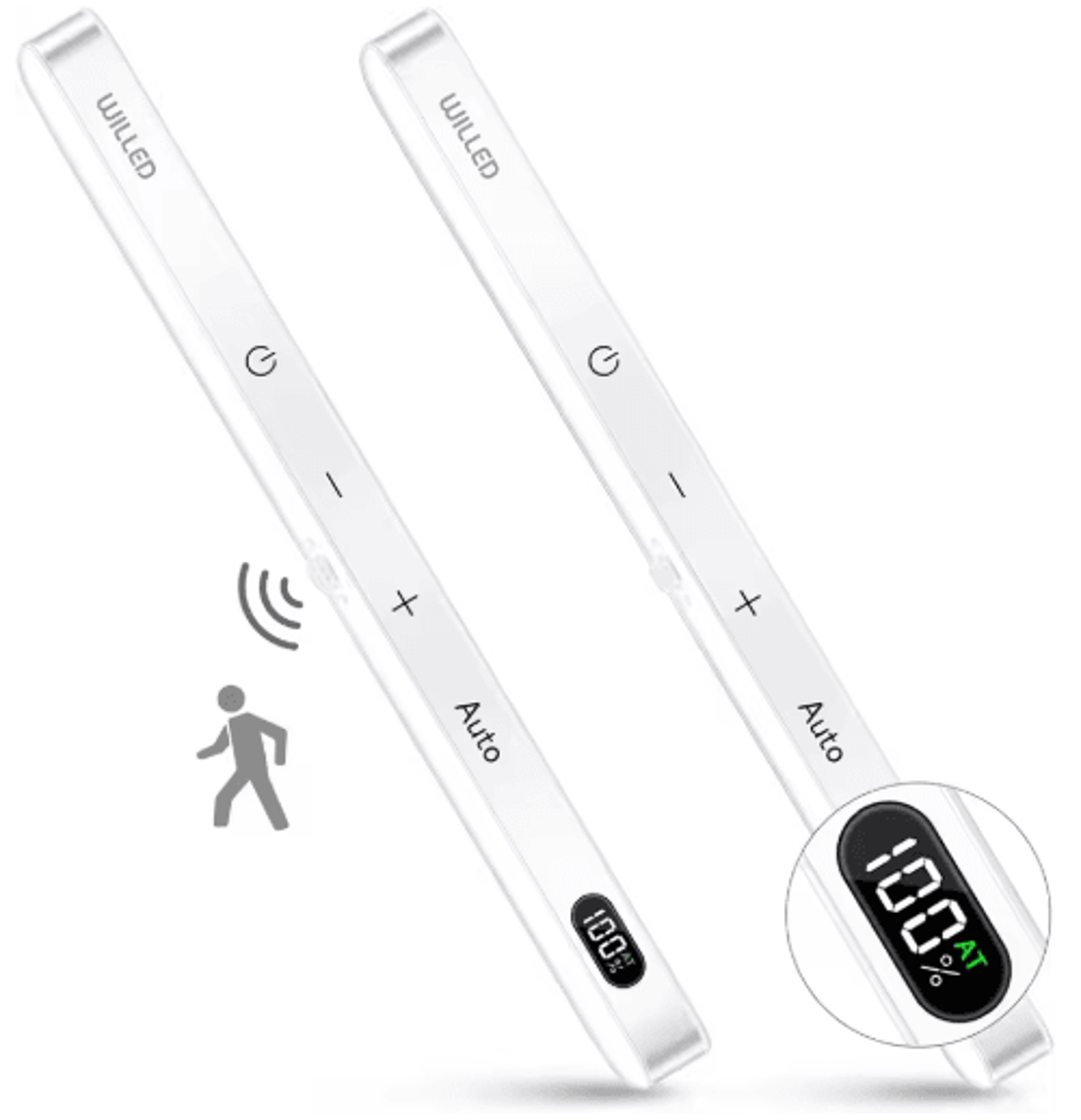 WILLED 60LED Rechargeable Under Cabinet Light  Motion Sensor Touch Light Bar With Battery Display 3