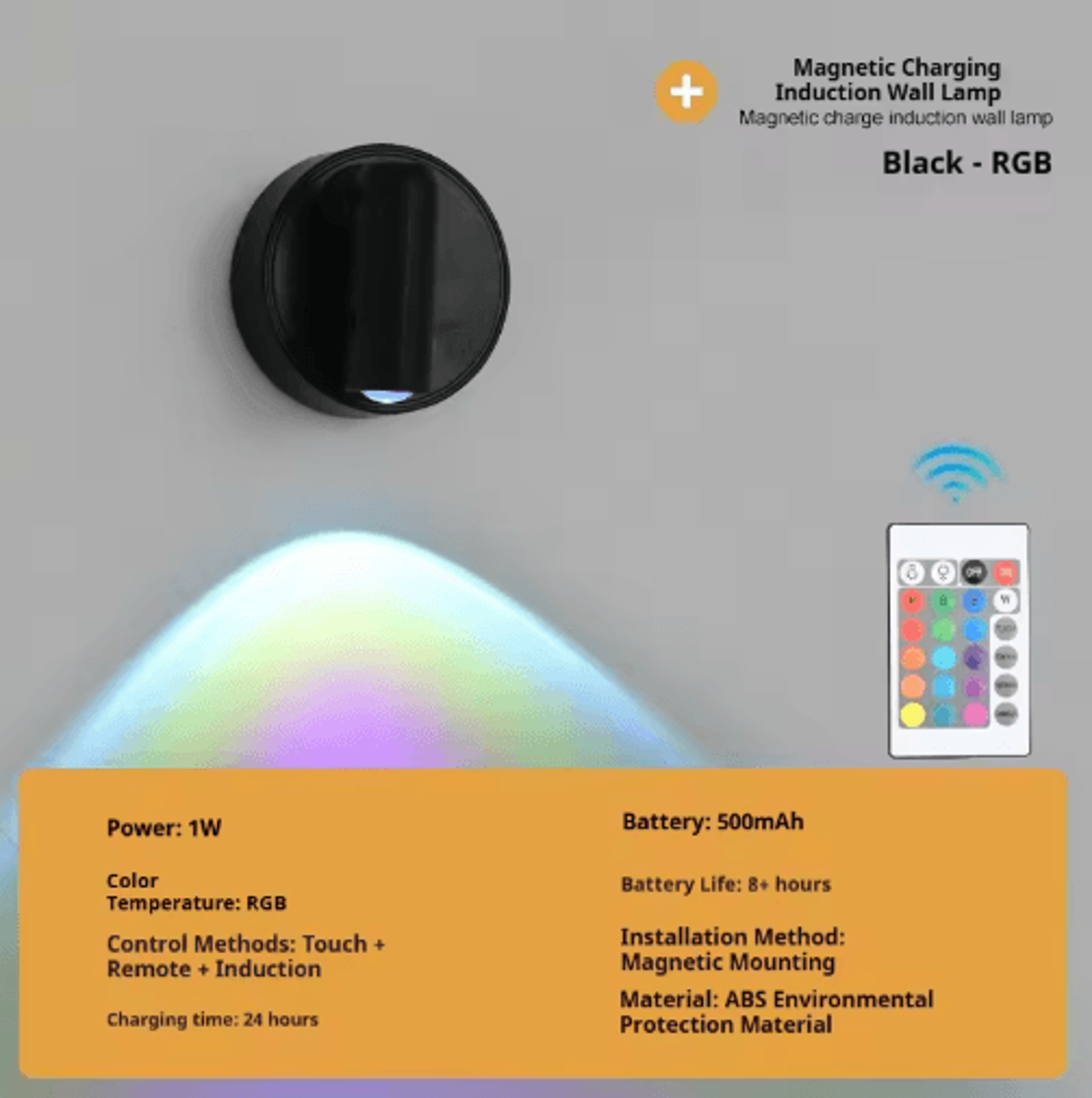 Magnetic Rechargeable LED Wall Spotlight  Touch Control Cordless Bedside Reading Sconce 3