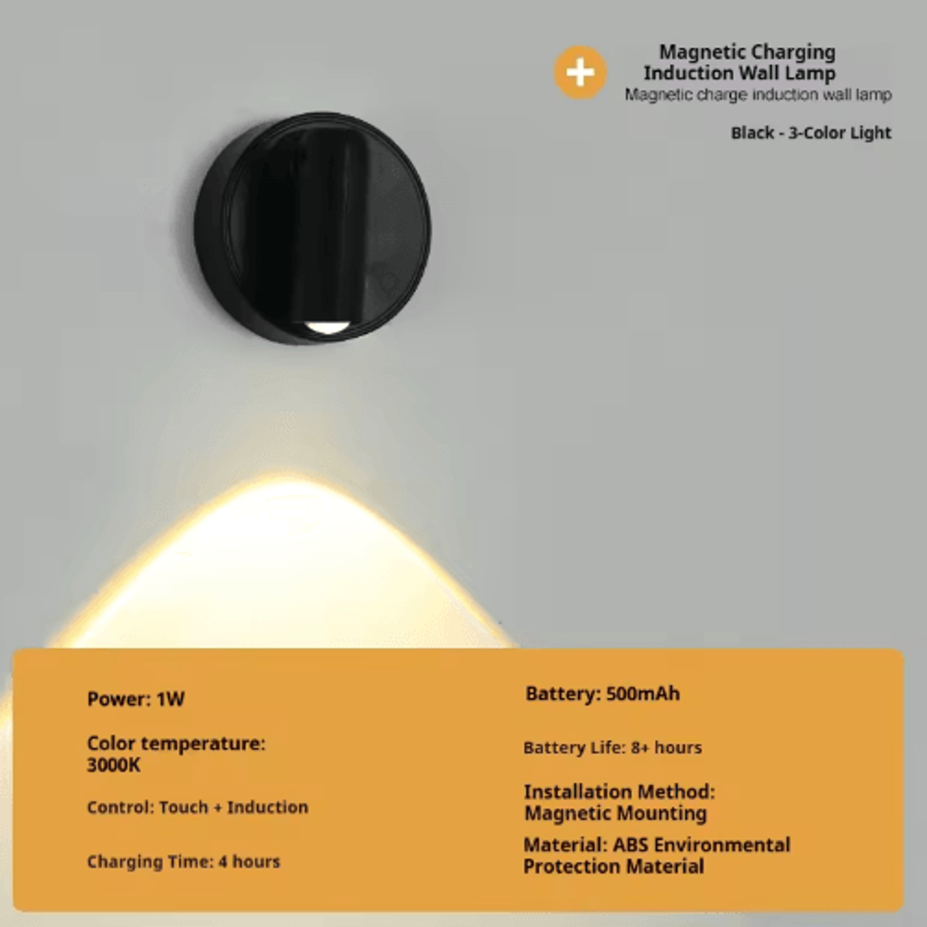 Magnetic Rechargeable LED Wall Spotlight  Touch Control Cordless Bedside Reading Sconce 8
