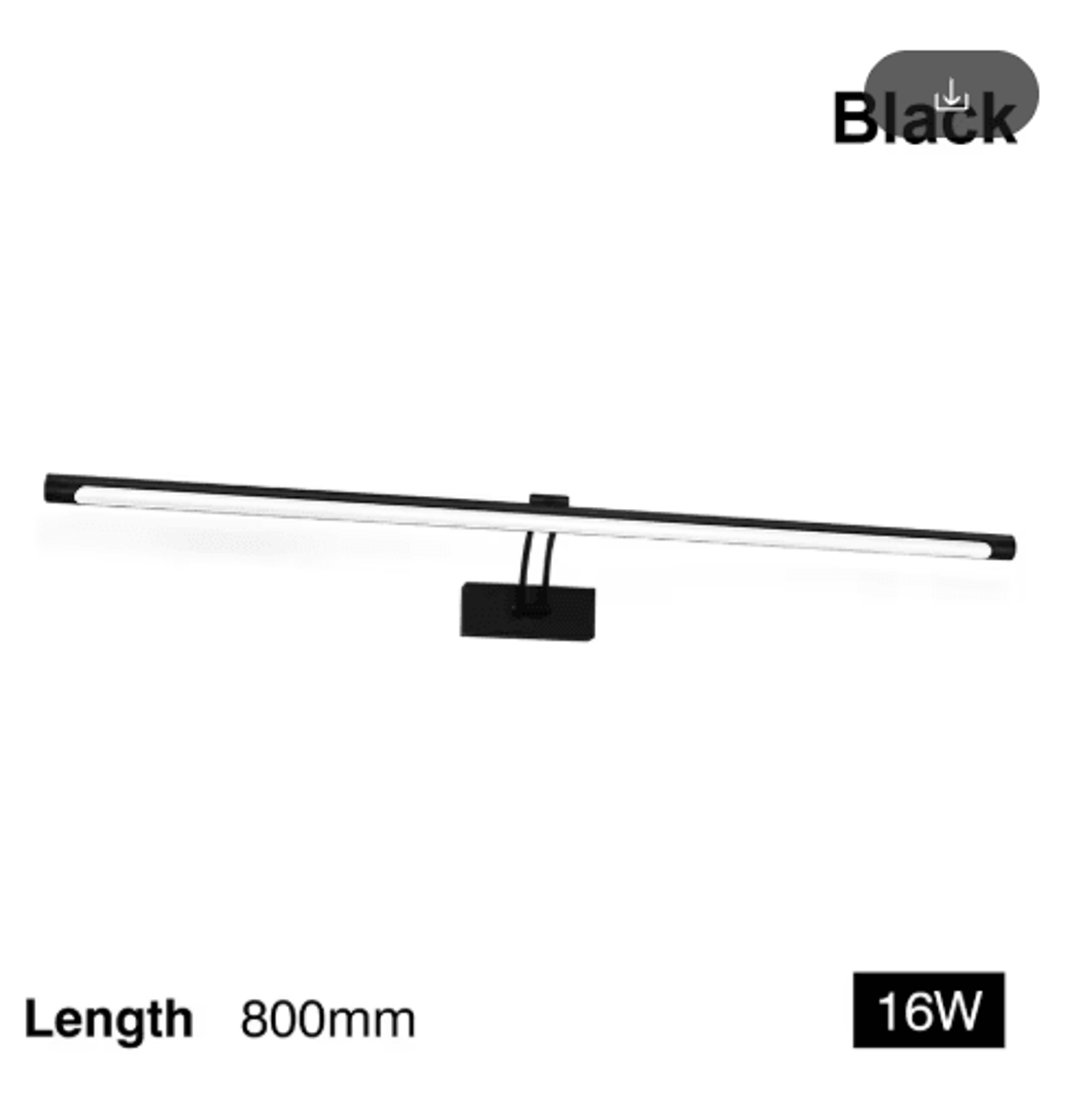 Modern LED Bathroom Mirror Light  80100cm Black  Silver Long WallMounted Picture Lamp 3