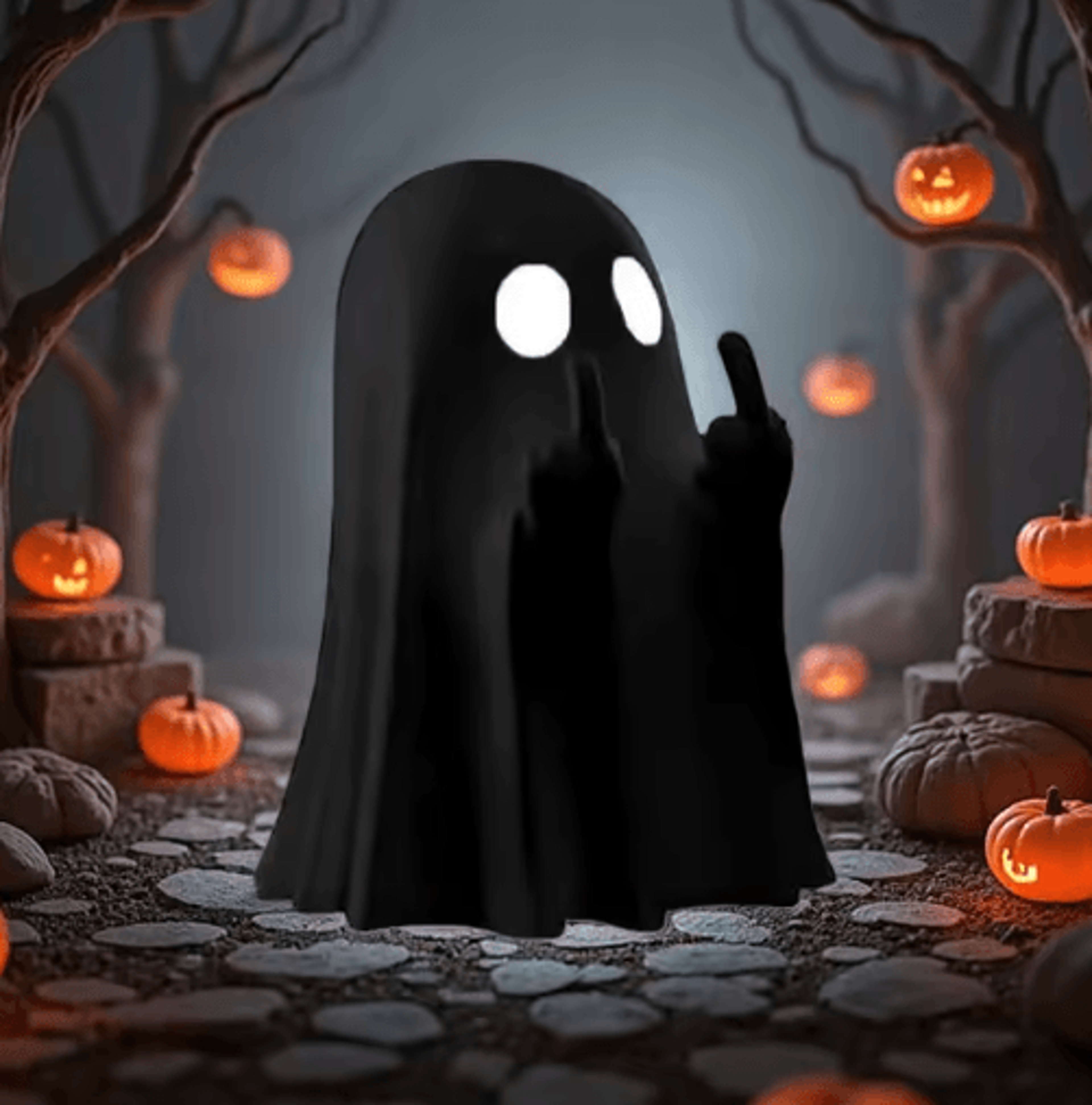 Halloween Middle Finger Ghost Statue  Funny Spooky Mini Figurine For Coffee Table  Home Decor 4