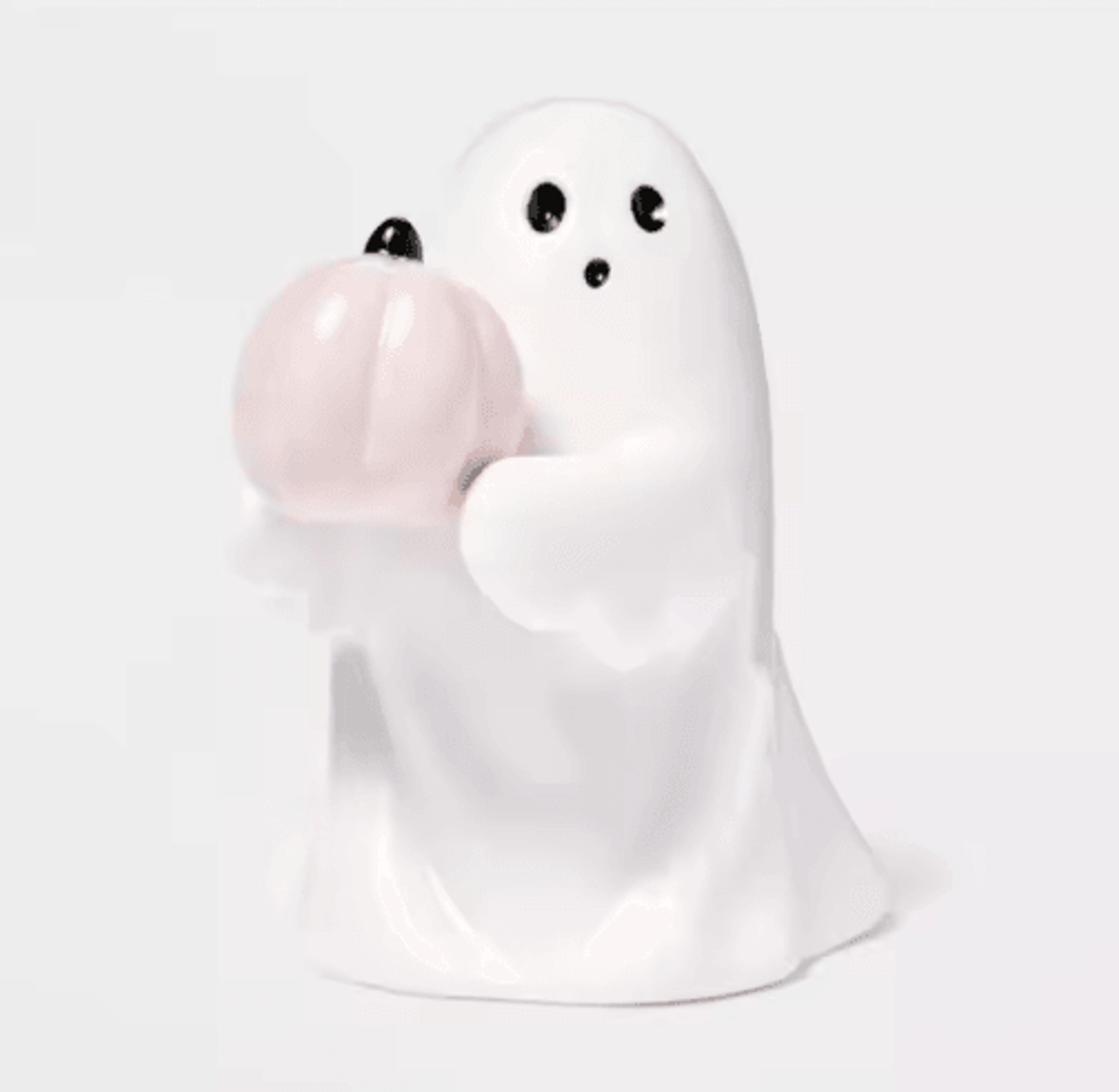 Cute Halloween Ghost Holding Pink Pumpkin  BatThemed Decorative Statue For Home  Party Decor 1
