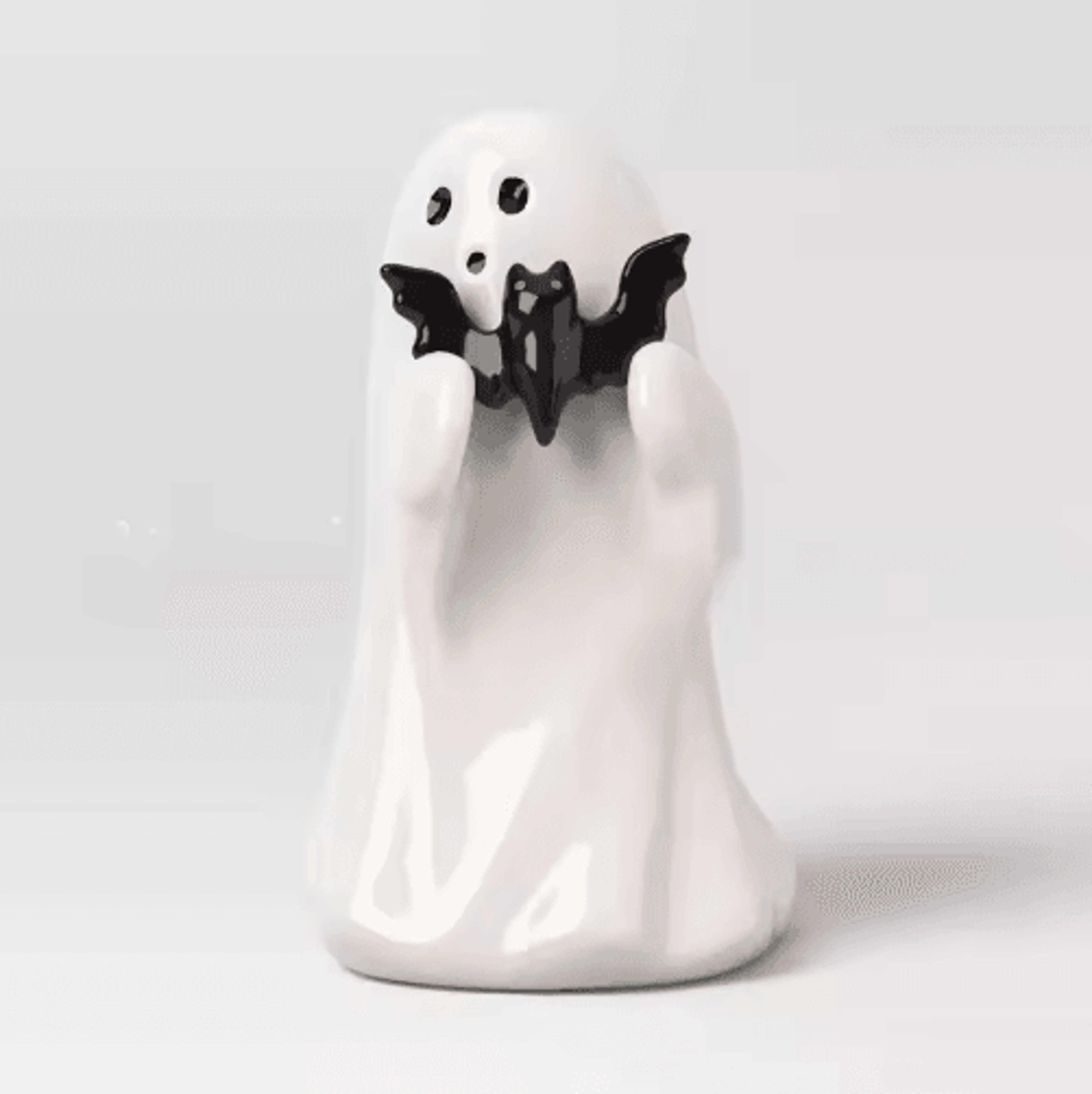 Cute Halloween Ghost Holding Pink Pumpkin  BatThemed Decorative Statue For Home  Party Decor 2