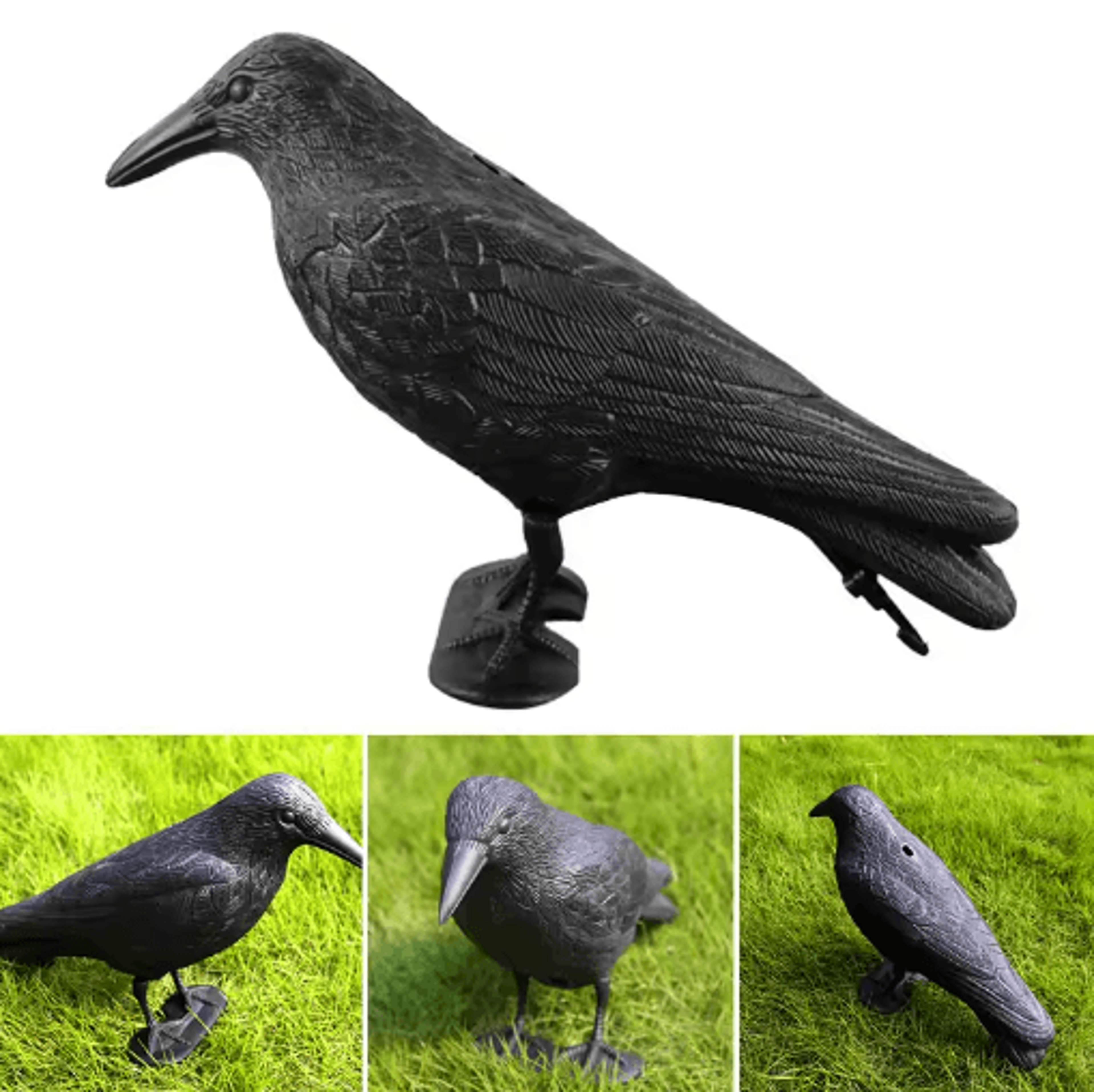 Realistic Black Raven Crow Decoy  Scary Bird Prop For Garden Halloween  Party Decoration 5