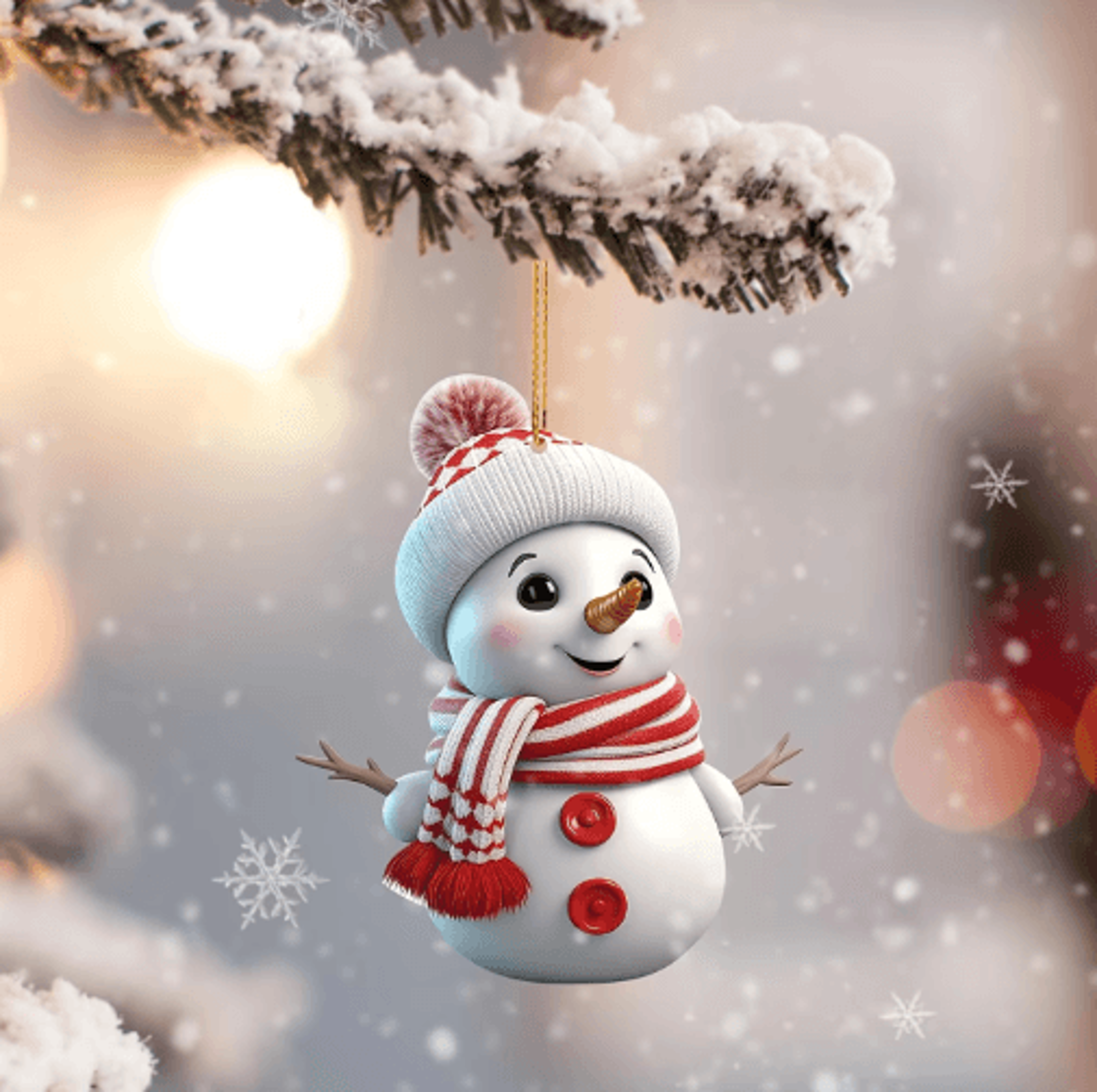 5Piece Acrylic Snowman Ornaments  2D Christmas Tree Hanging Decorations For Holiday  Seasonal Decor 0