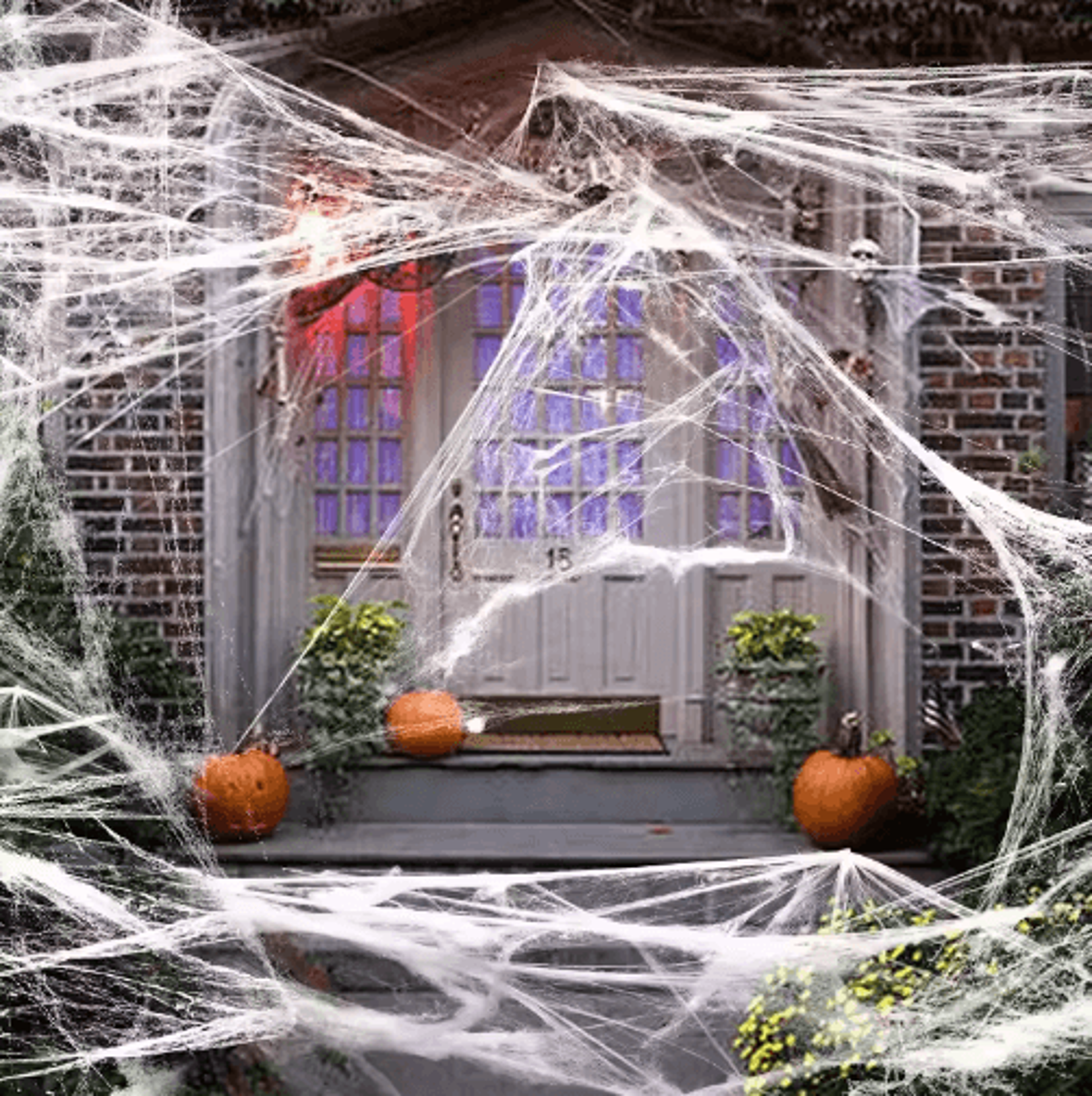 White Stretchy Halloween Spider Web  Artificial Cobweb For Haunted House  Scary Party Decor 9
