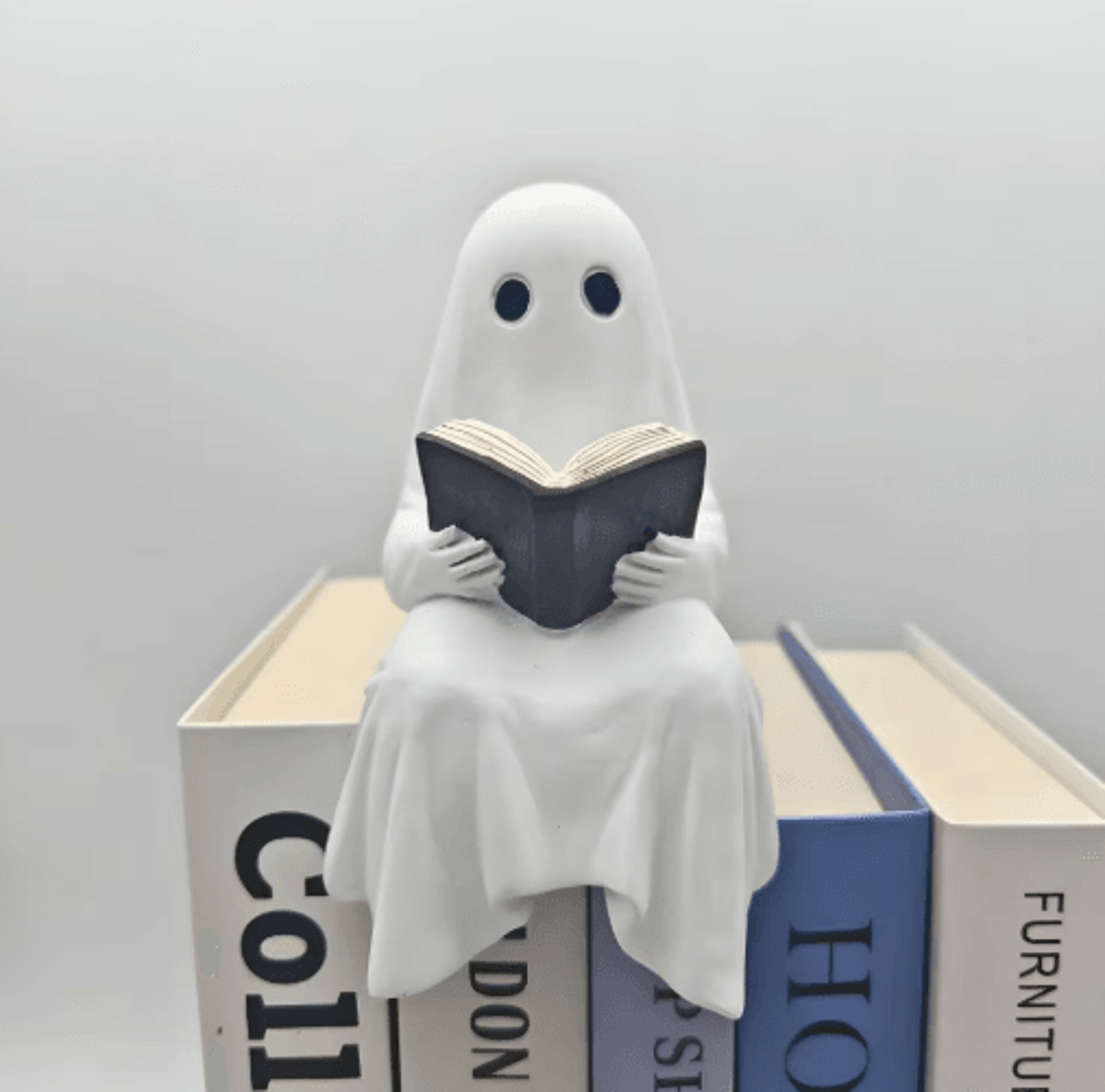 Reading Ghost Statue  Cute Resin Halloween Book Lover Figurine For Home Office  Shelf Decor 4