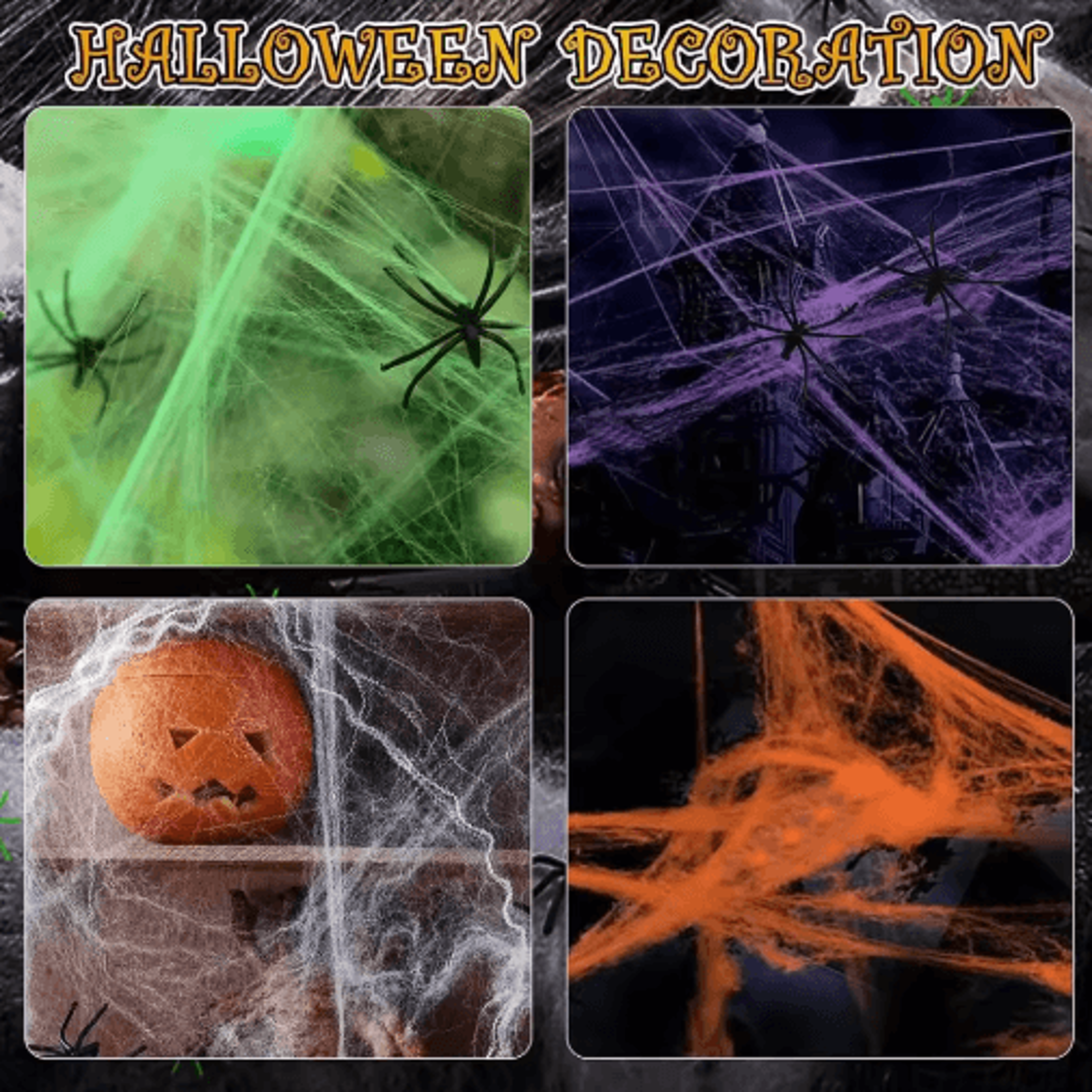 White Stretchy Artificial Spider Web  Scary Halloween Cobweb For Haunted House Party Decor 9