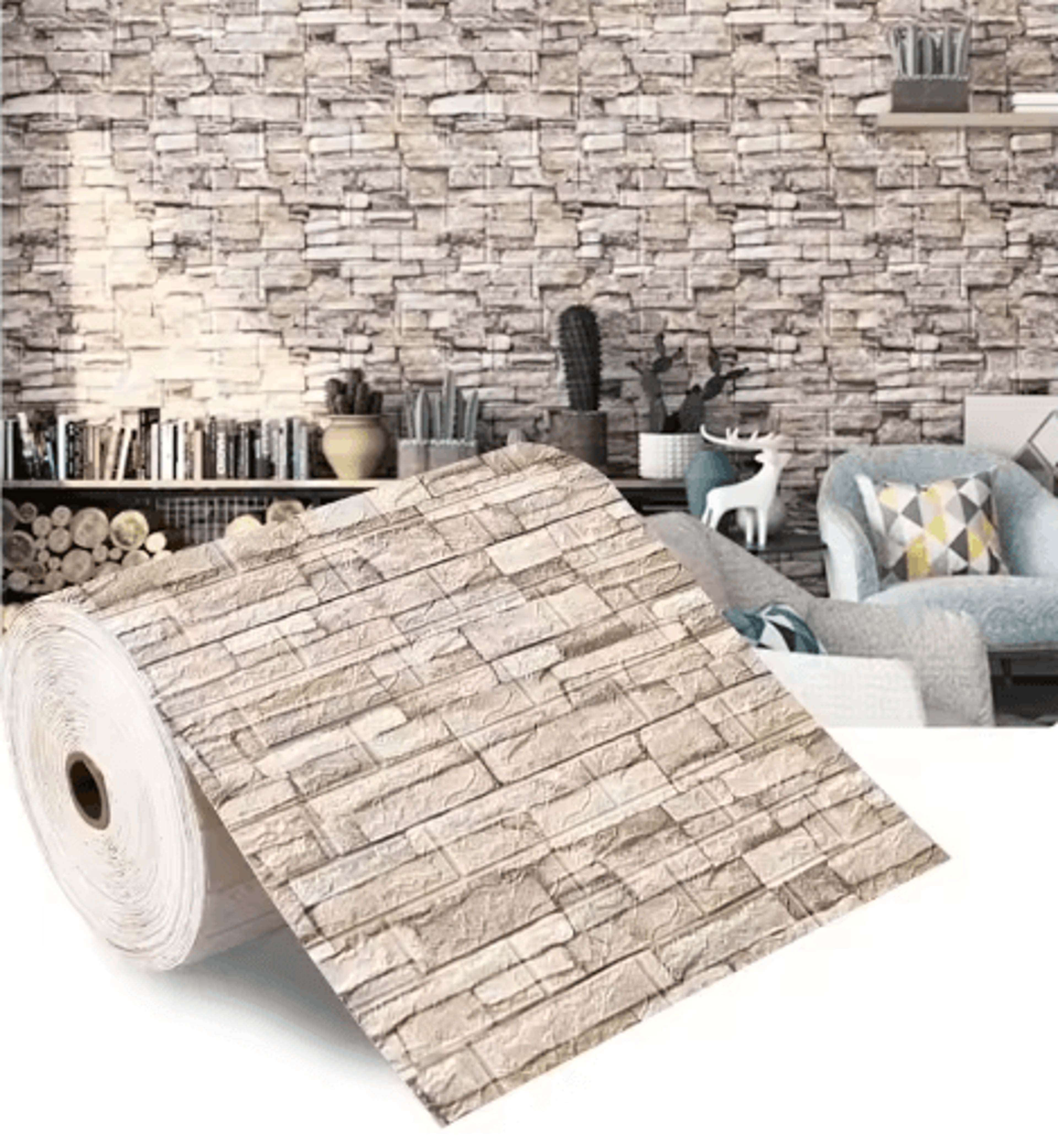 3D Antique Brick SelfAdhesive Wallpaper  70cm Waterproof Foam Wall Sticker For Living Room  Bedroom 8