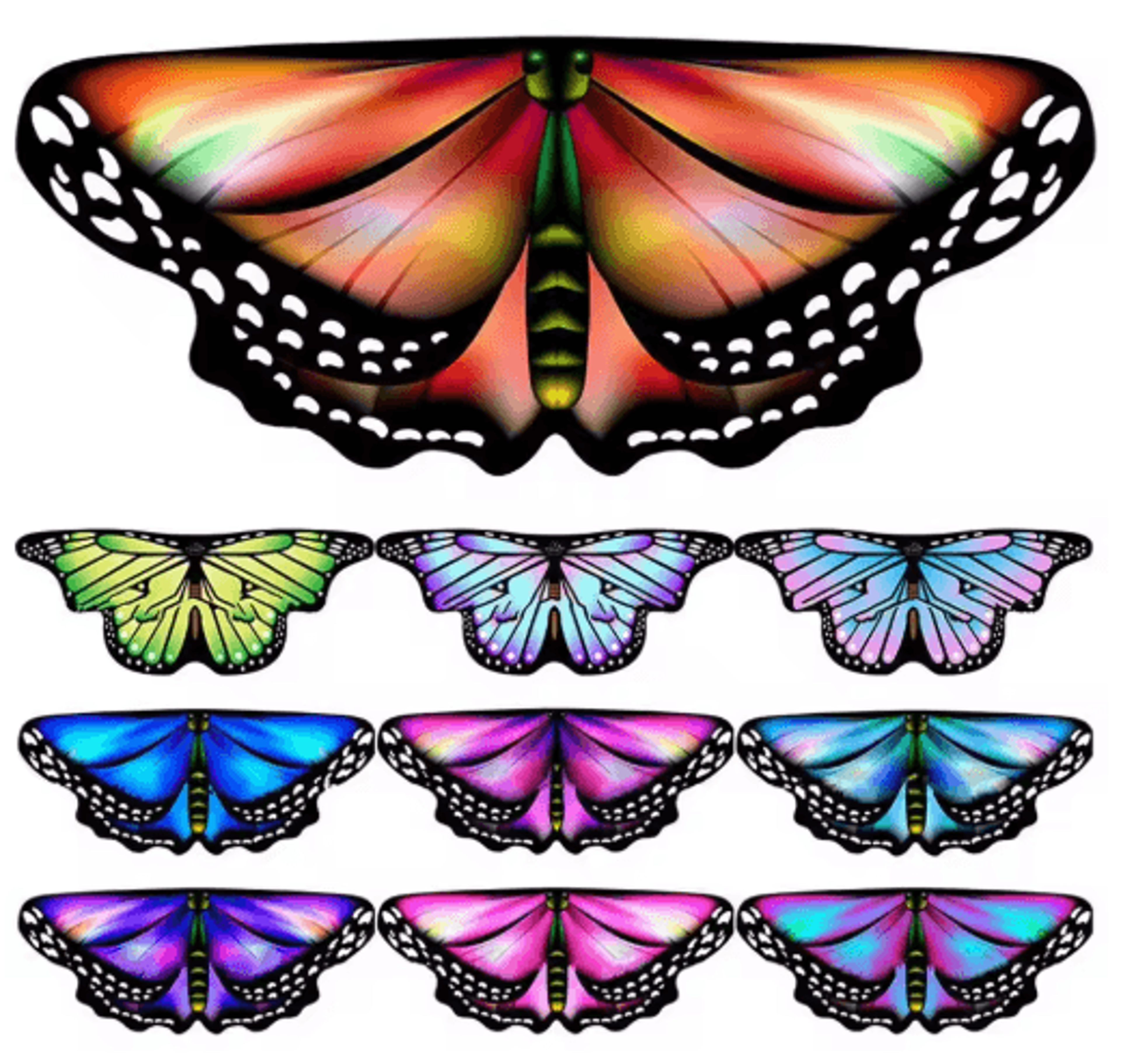 Colorful Butterfly Wings Cape For Kids  Girls Fairy Pixie Shawl Cloak Costume For DressUp  Parties 12