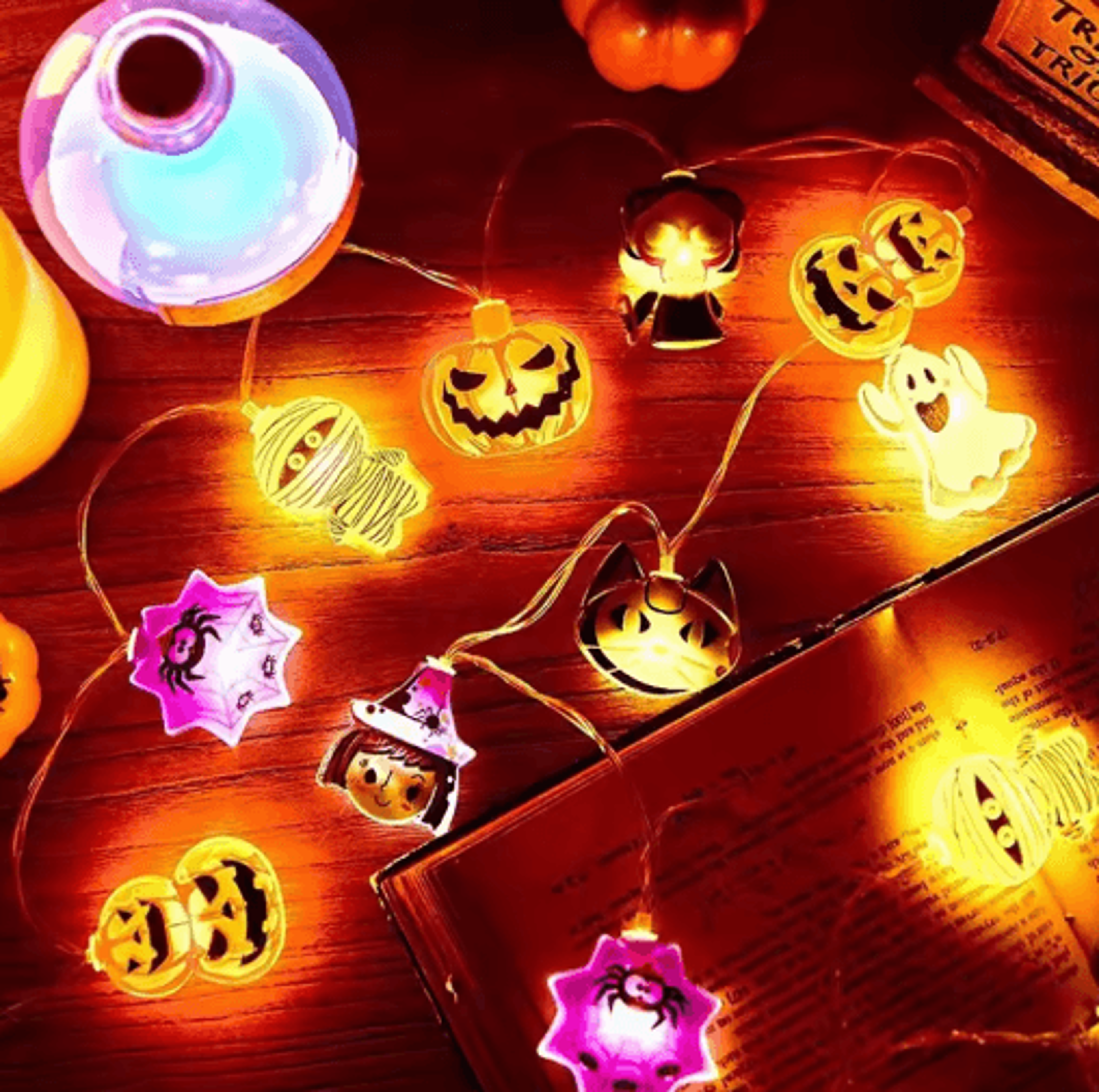Halloween LED String Lights  Pumpkin Ghost  Spider Web Hanging Lanterns For Indoor  Outdoor Decor 7