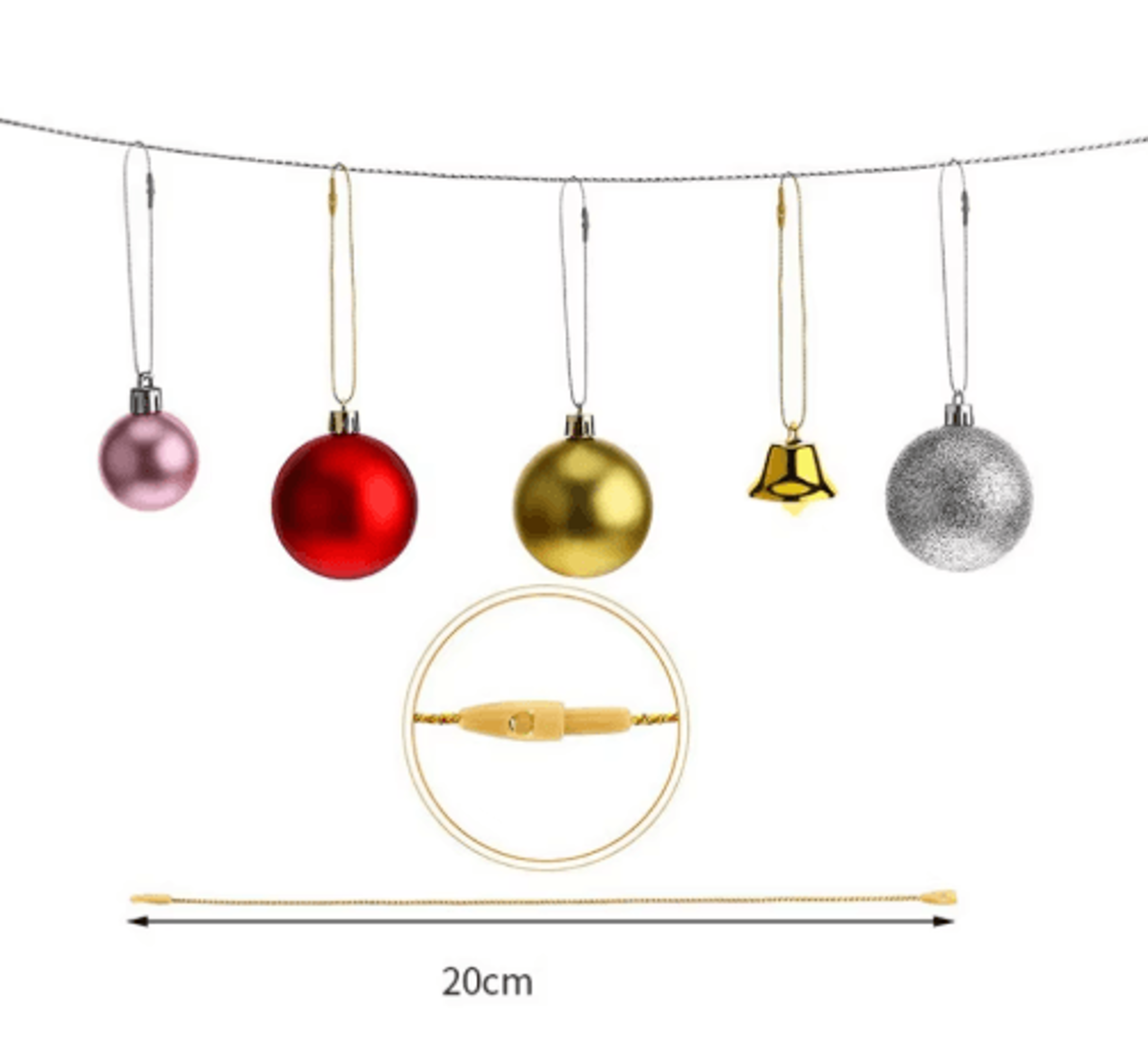 100PCS 20CM Christmas Ornament Hanging Strings  Polyester Snap Cords For Tree Decorations 6