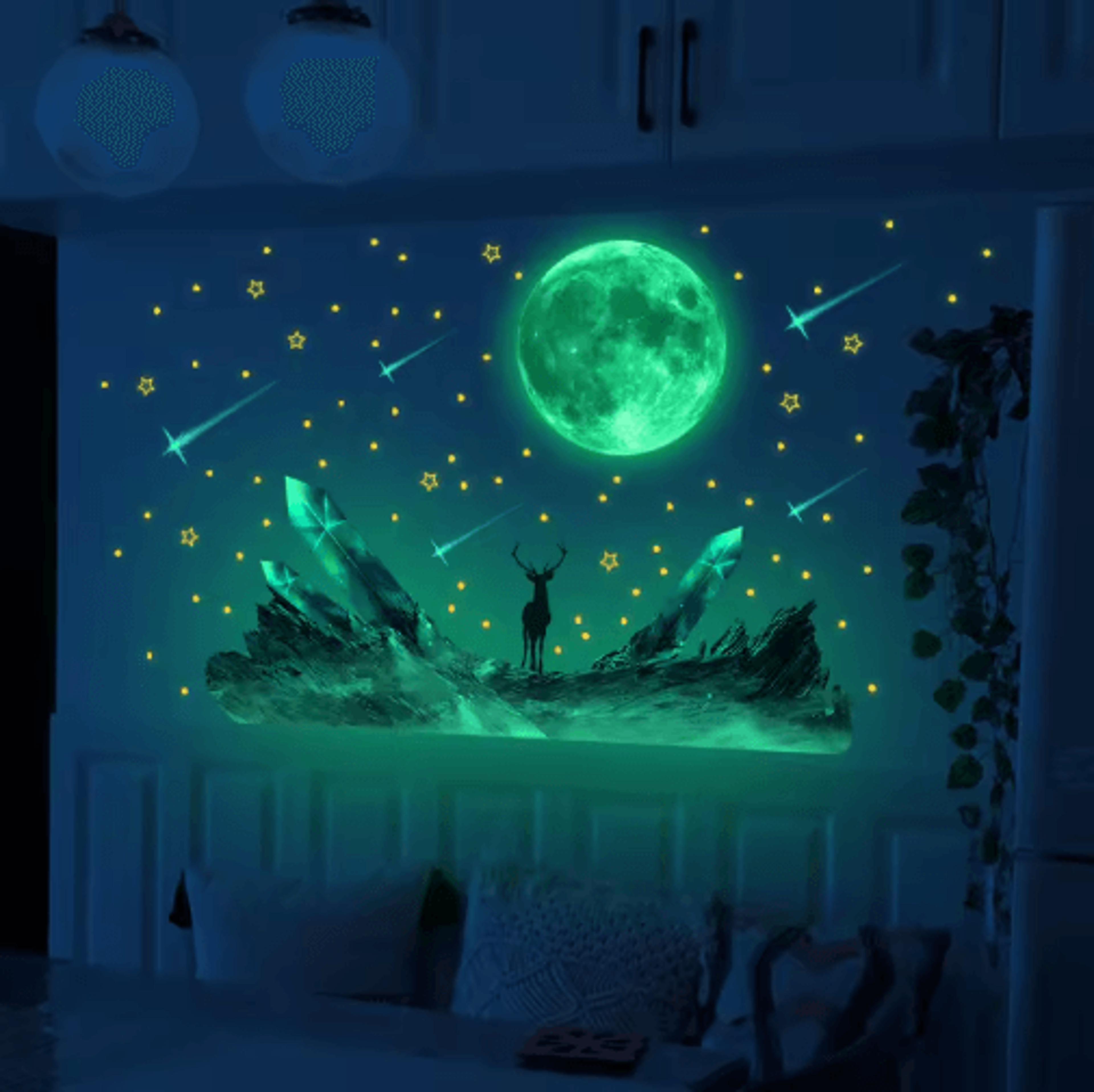 GlowintheDark Star  Moon Wall Decals  PVC Space Stickers For Kids Rooms 4