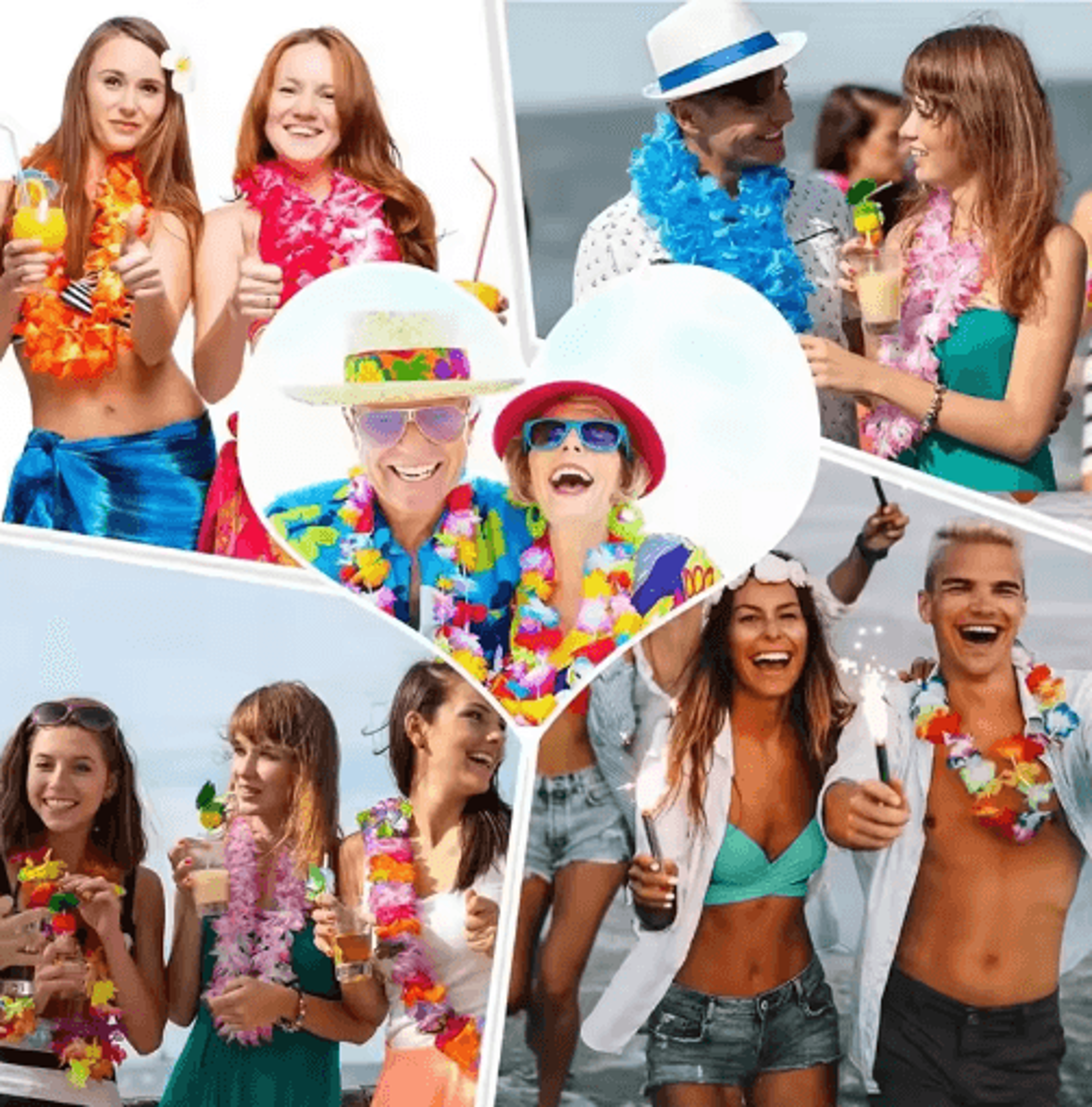 102050PCS Hawaiian Flower Leis  Tropical Luau Party Necklaces 5