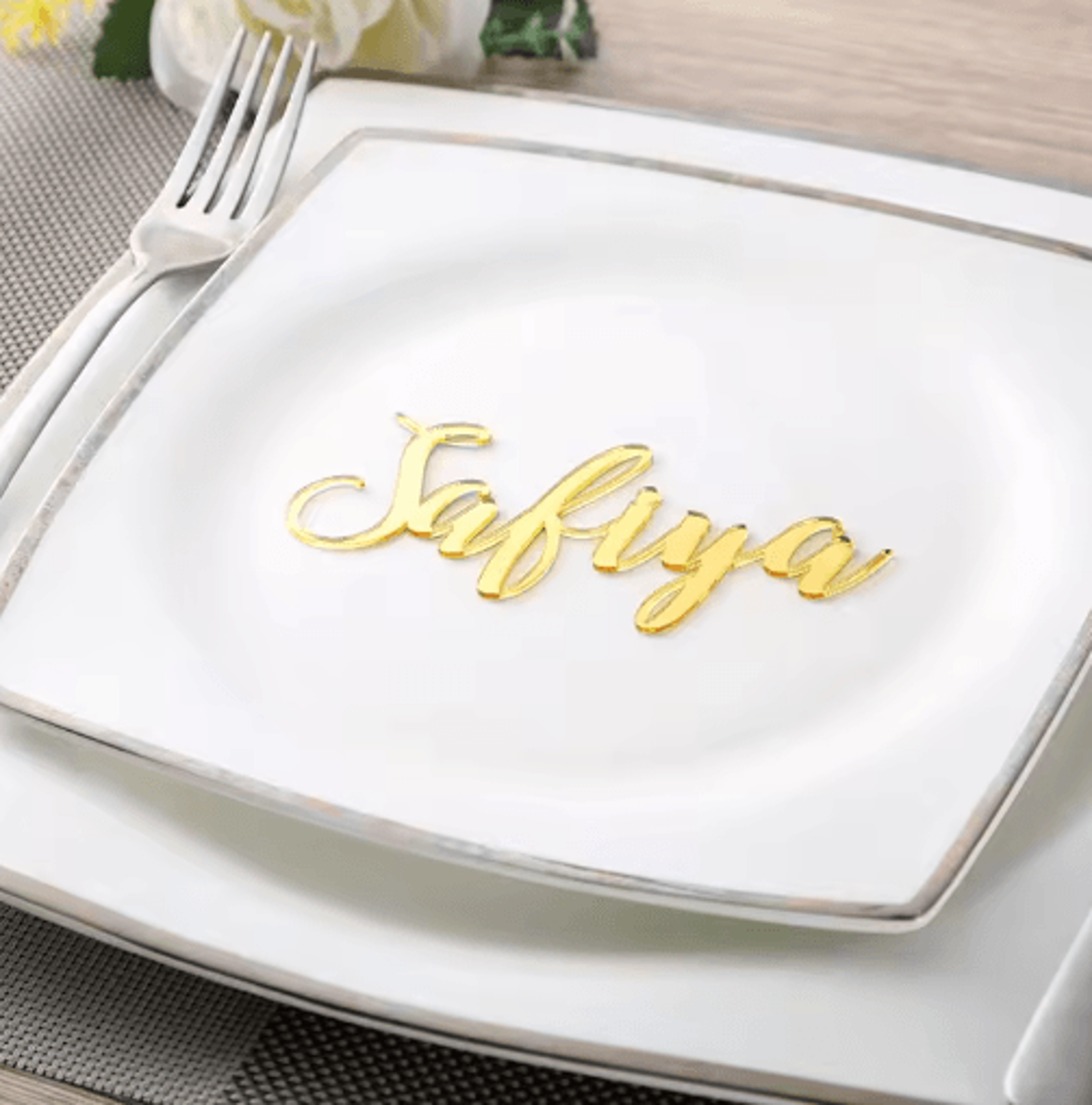 Personalized Wooden Wedding Place Cards  Custom Guest Name Table Decor 6