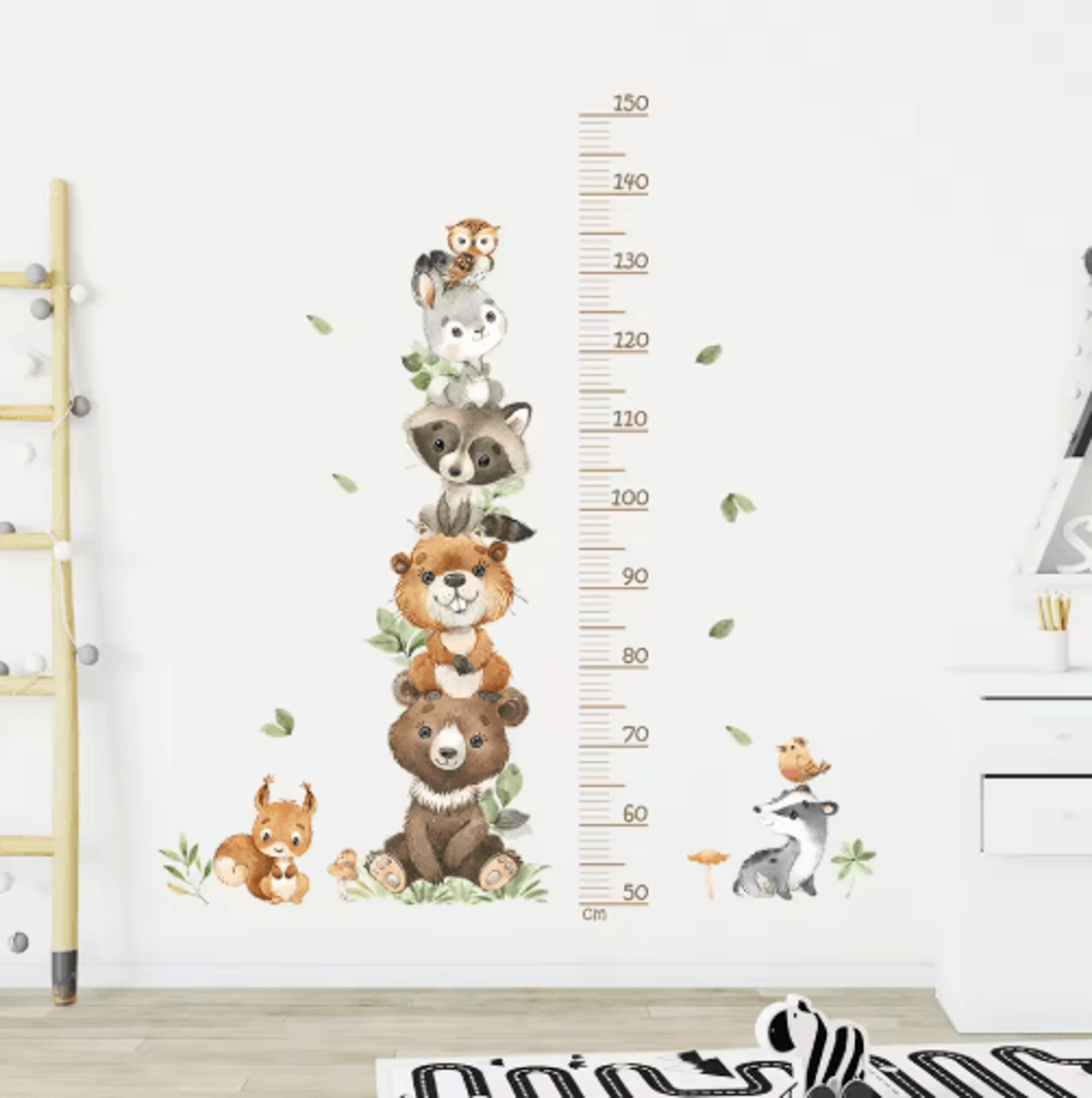 3PCS Cartoon Animal Height Chart Wall Stickers  Removable Kids Growth Ruler 15