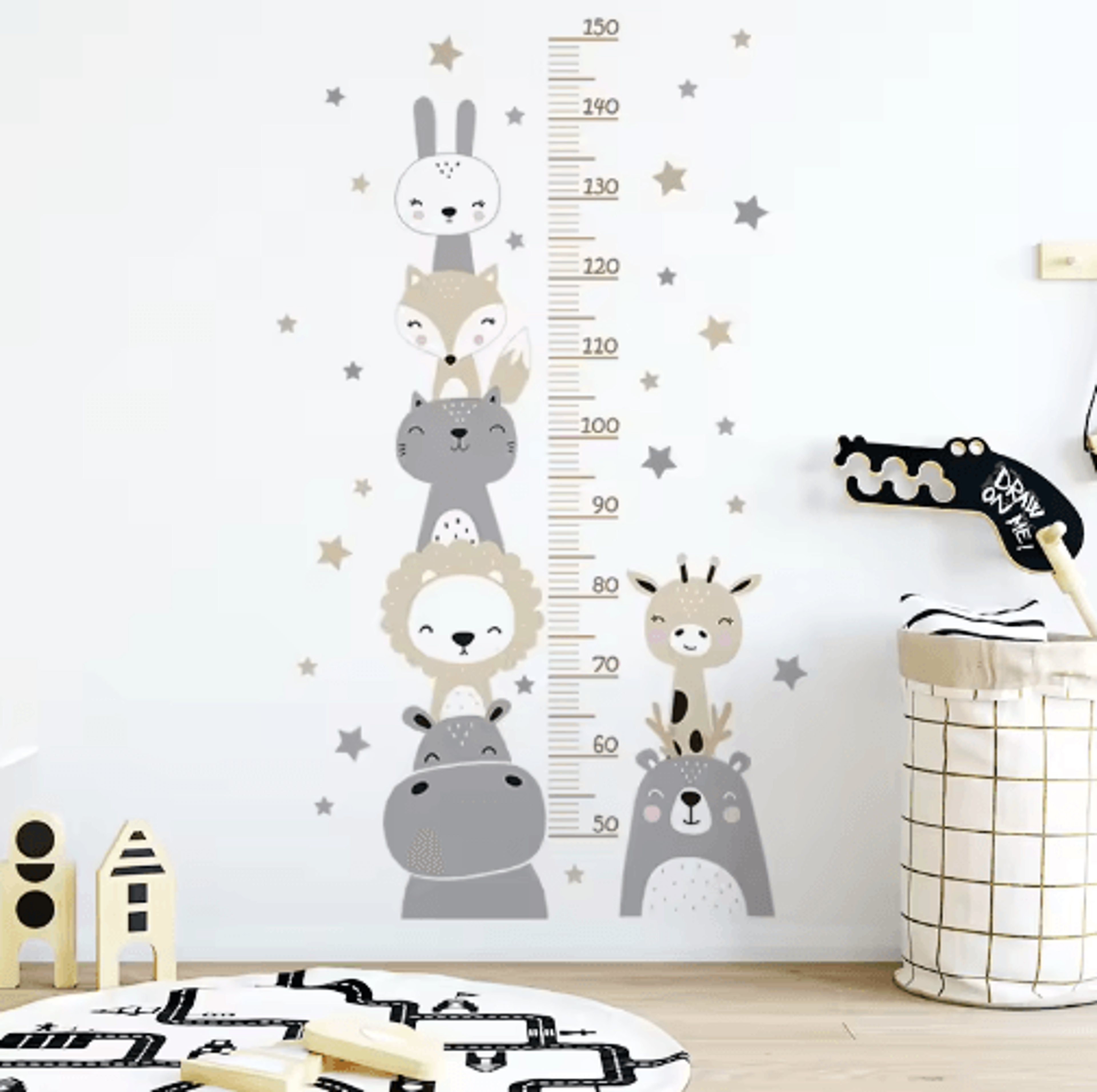 3PCS Cartoon Animal Height Chart Wall Stickers  Removable Kids Growth Ruler 16