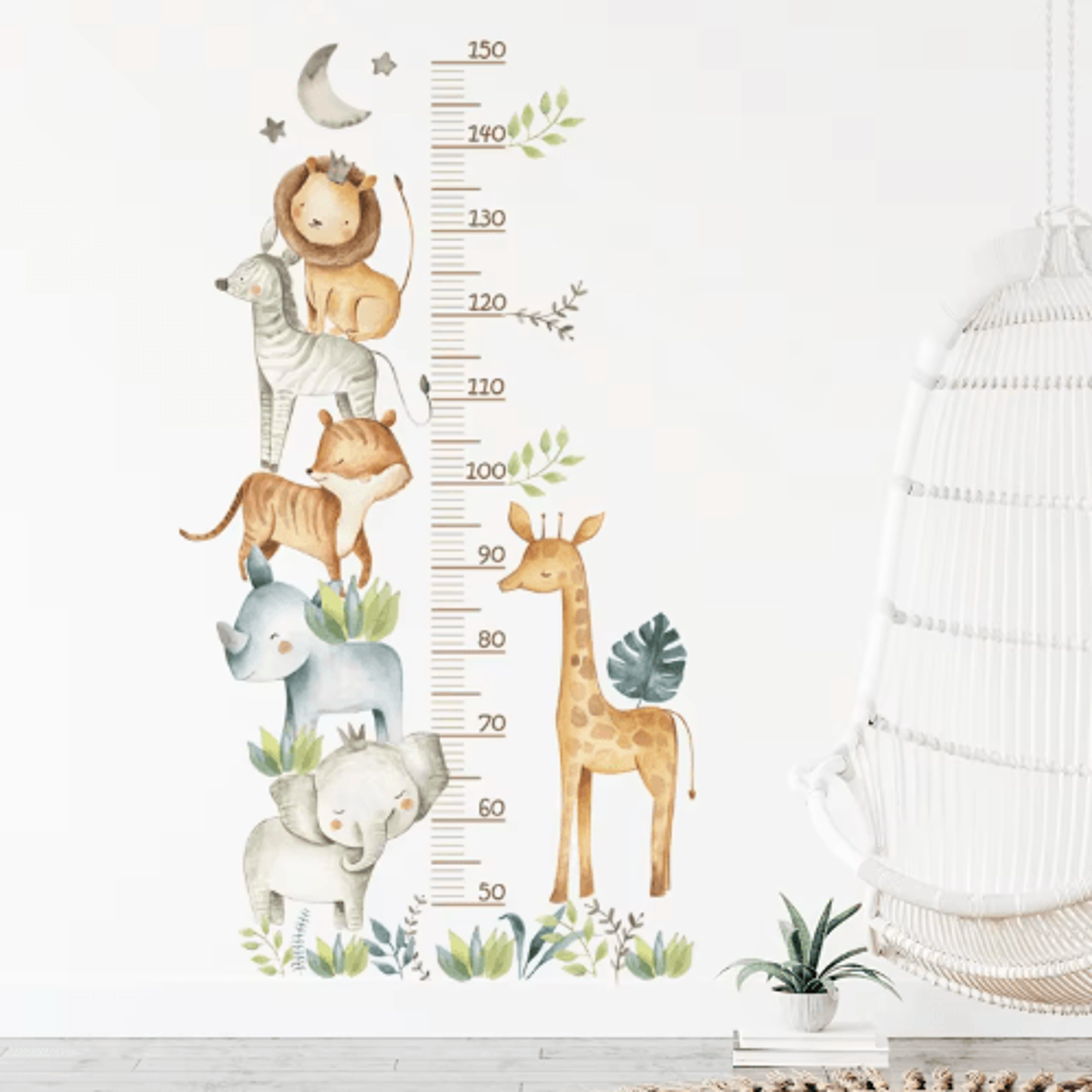 3PCS Cartoon Animal Height Chart Wall Stickers  Removable Kids Growth Ruler 0