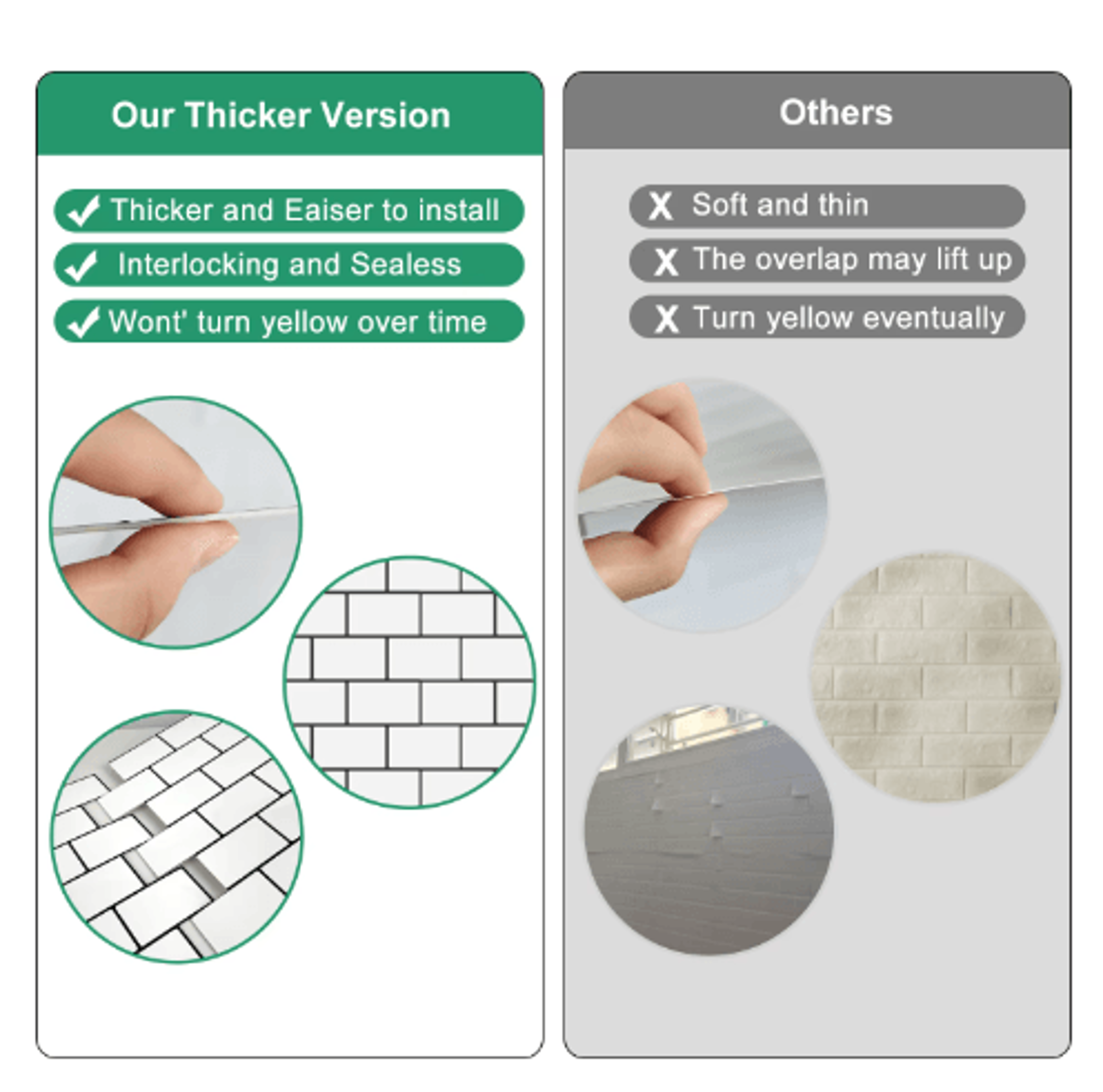 10Sheet 3D Subway Tile Peel And Stick Wallpaper  Brick Backsplash Wall Decals 8