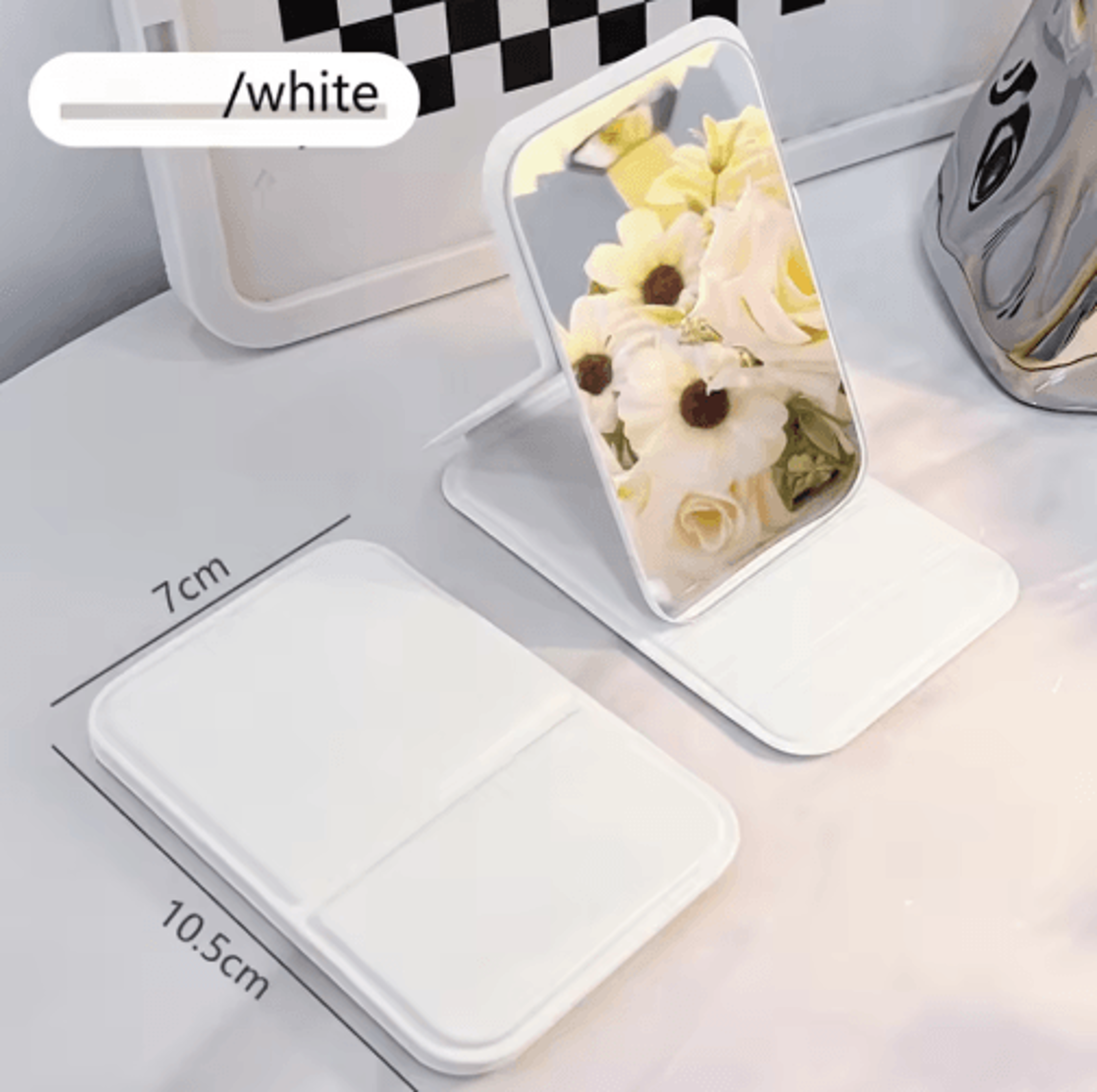 Portable Folding Makeup Mirror  HD Mini Desktop  Travel Mirror 1