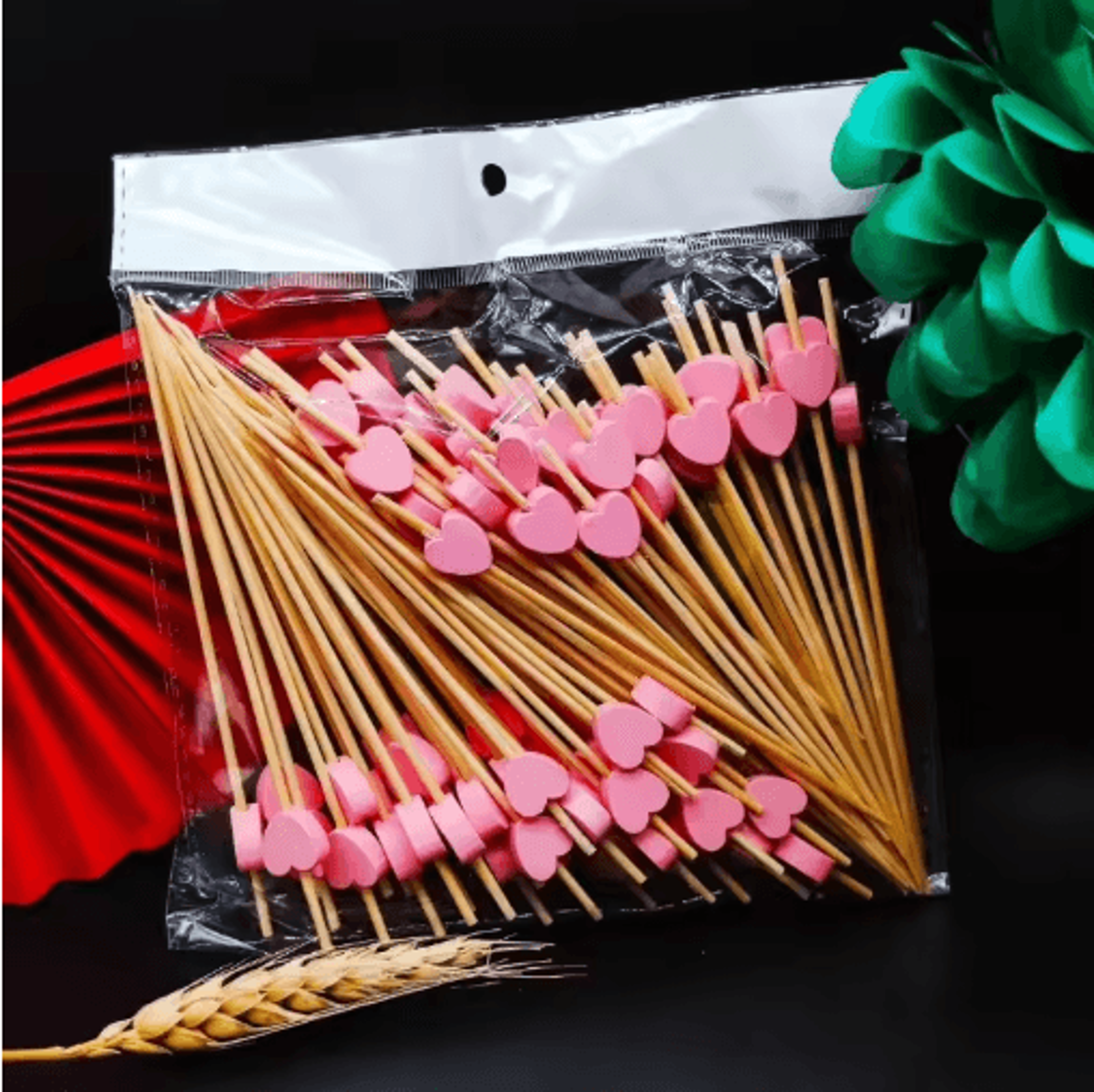 50100Piece Red Heart Bamboo Fruit Picks For Parties And Appetizers 10