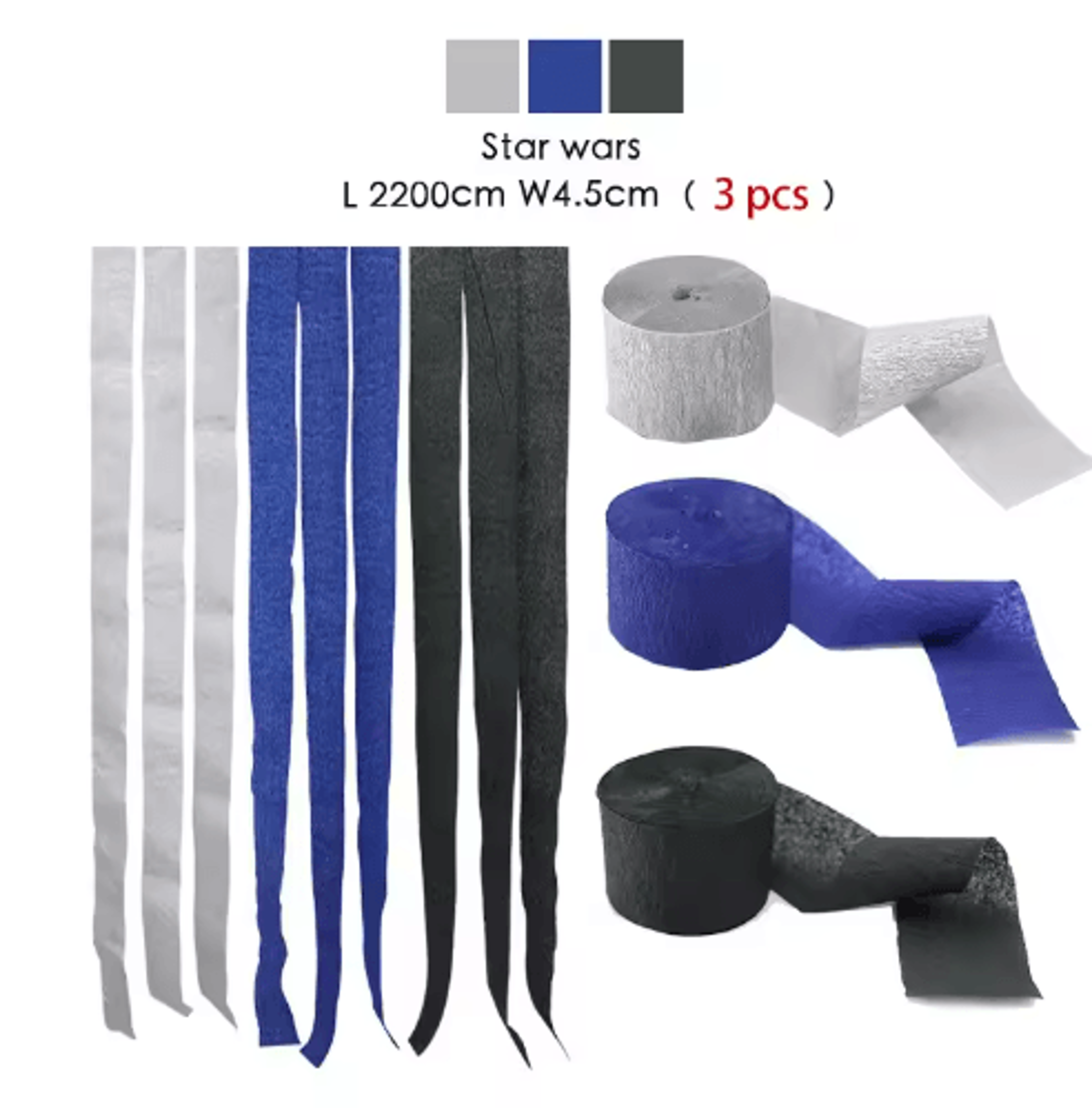 3Piece Rainbow Crepe Paper Streamers For Party Backdrops 7