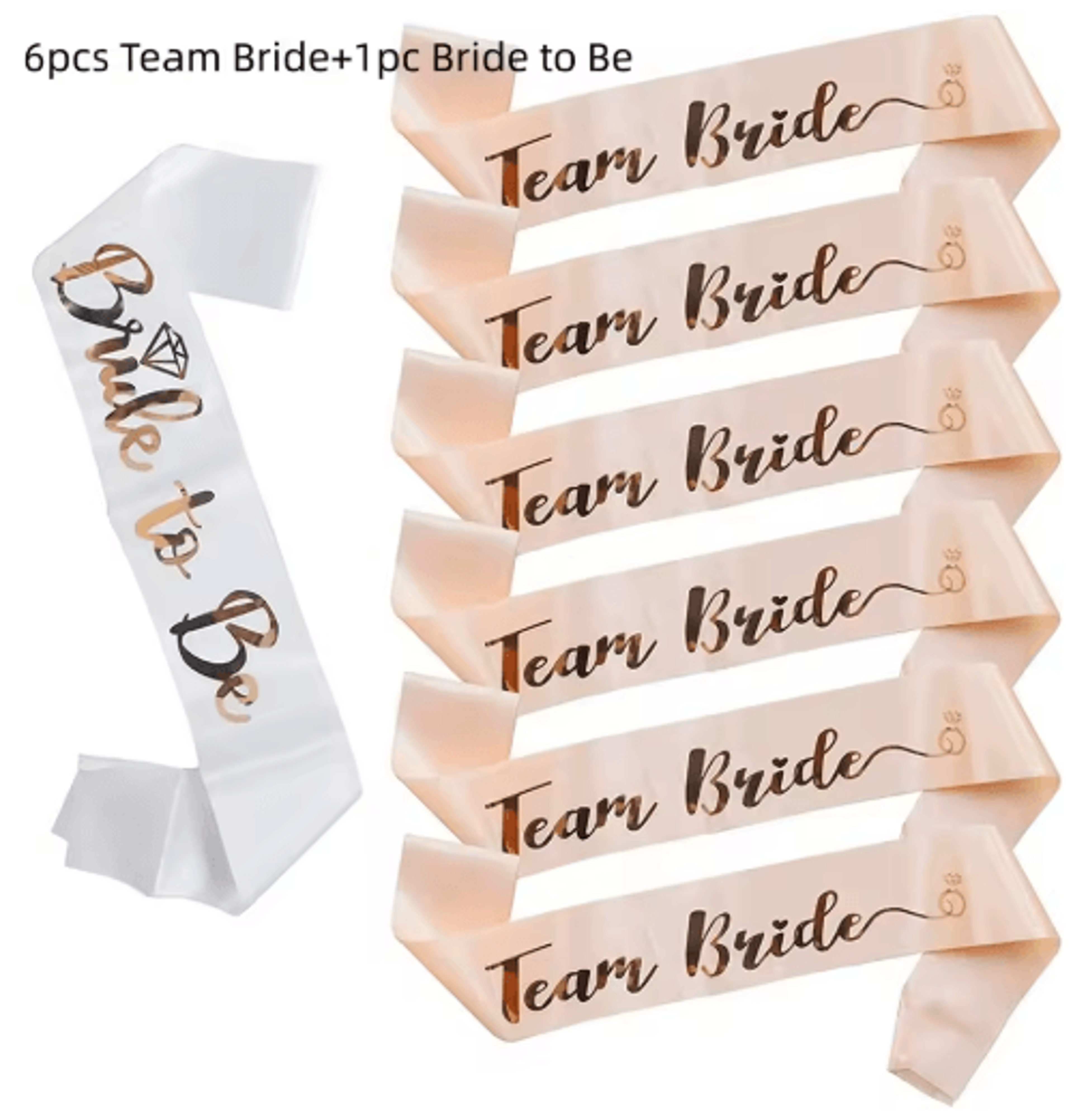 Rose Gold Team Bride Satin Sash Set For Bachelorette Parties 6