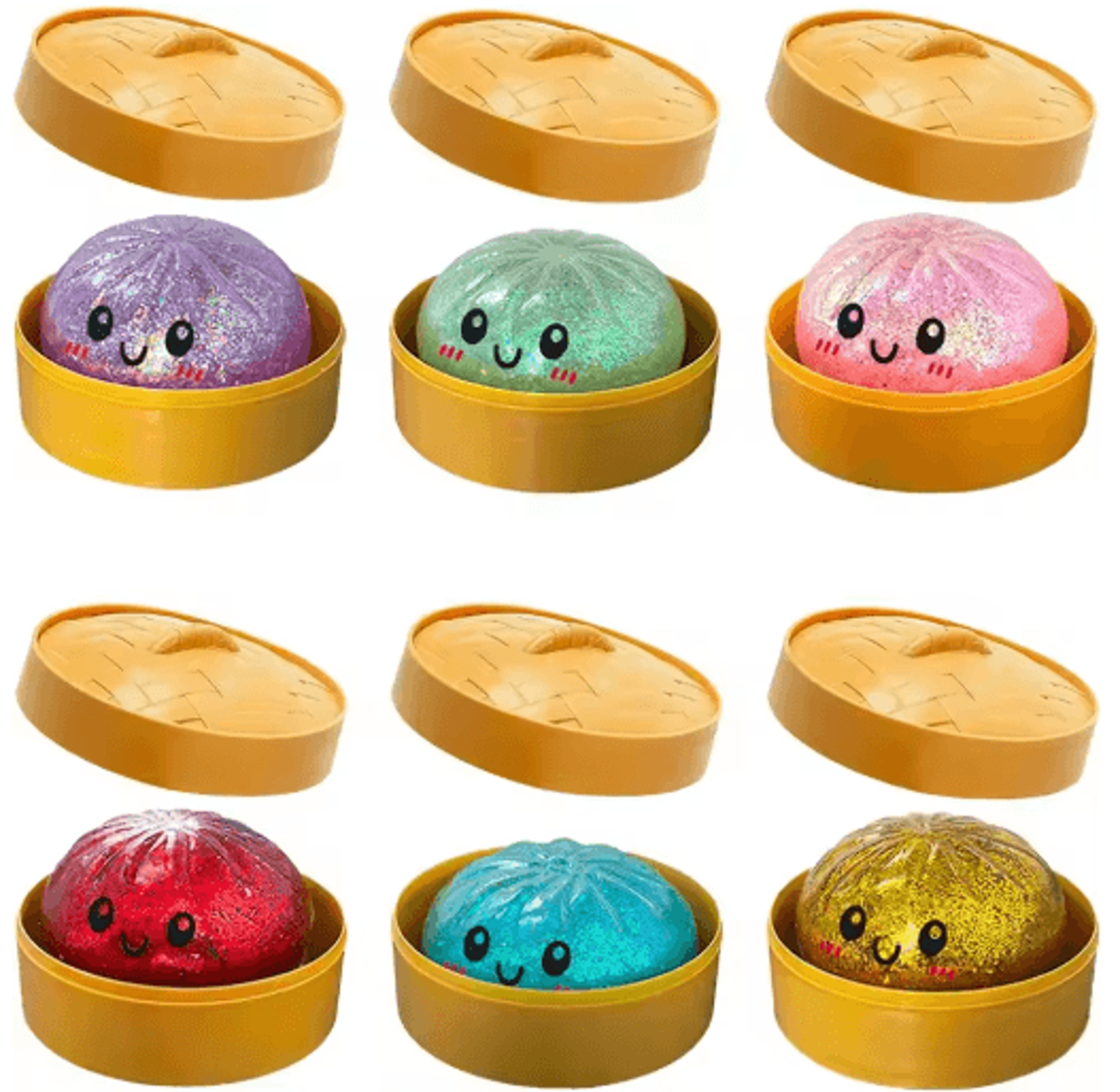 Dumpling Squishy Toy With Bamboo Steamer Box For Stress Relief 0