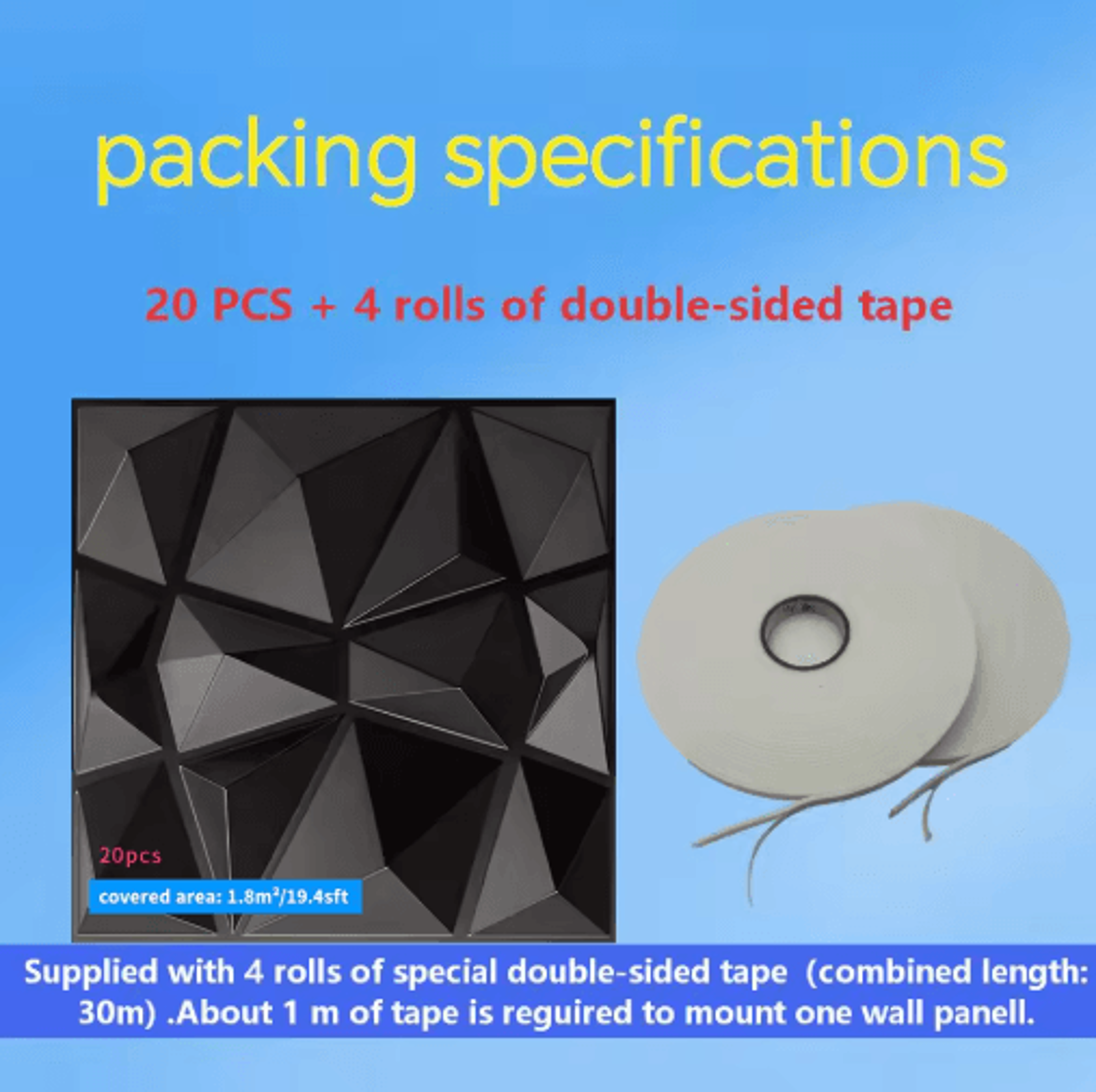 20Piece 30x30cm 3D Wall Panels For Modern Interior Decor 8