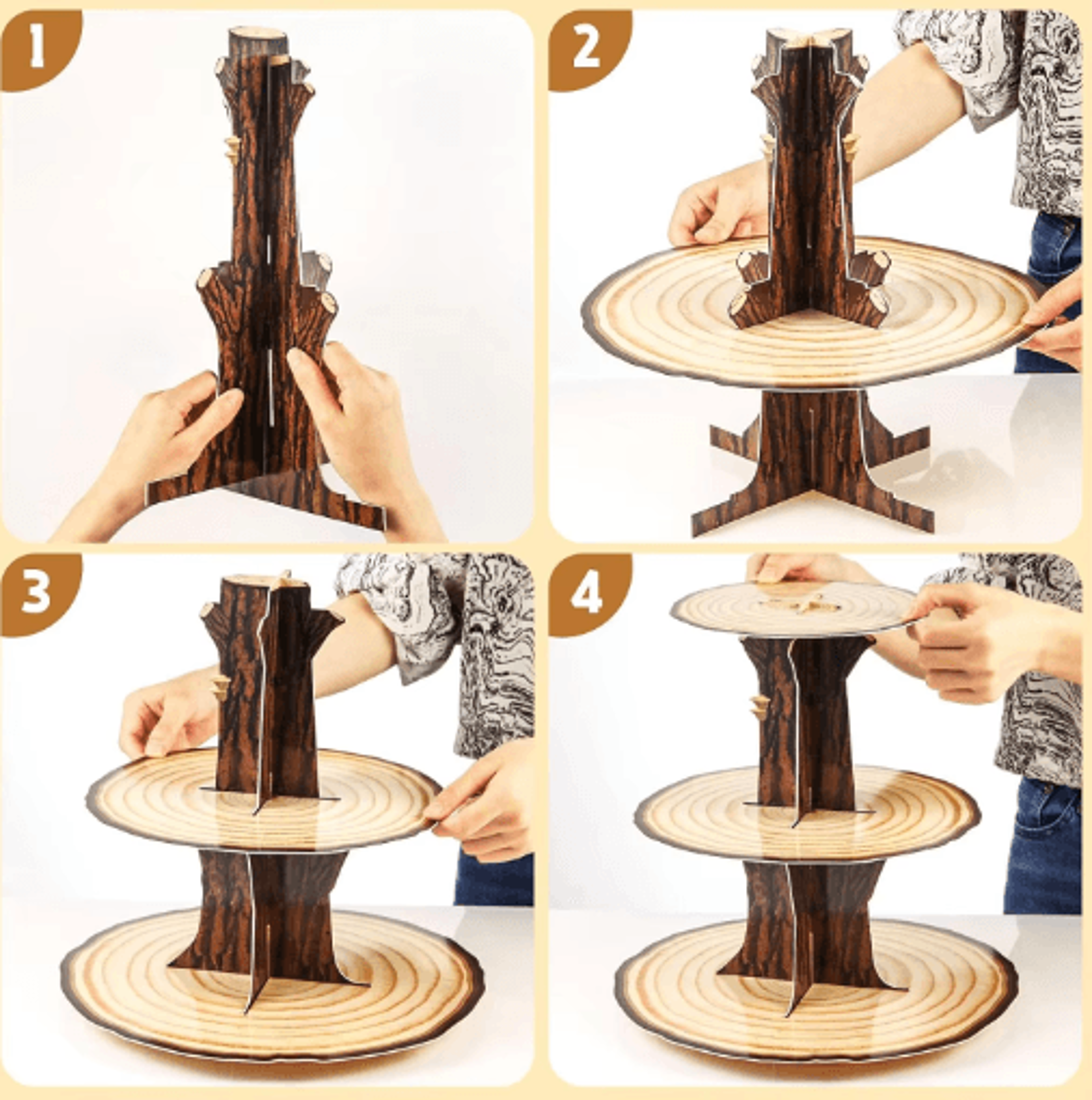3Tier Rustic Wooden Cupcake Stand For Parties And Baby Showers 0
