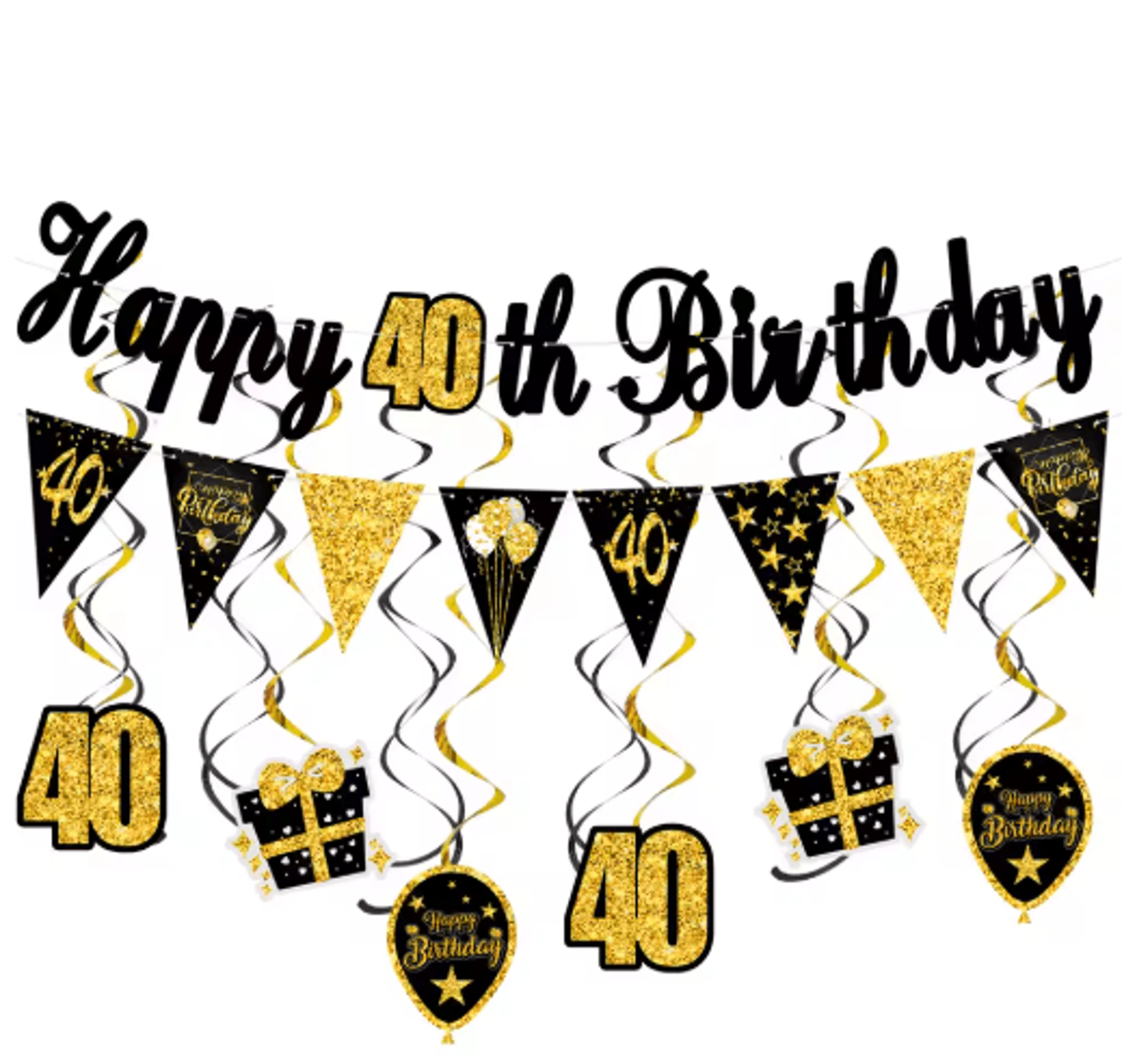 30th 40th 50th 60th Birthday Banner With Number Balloons 3
