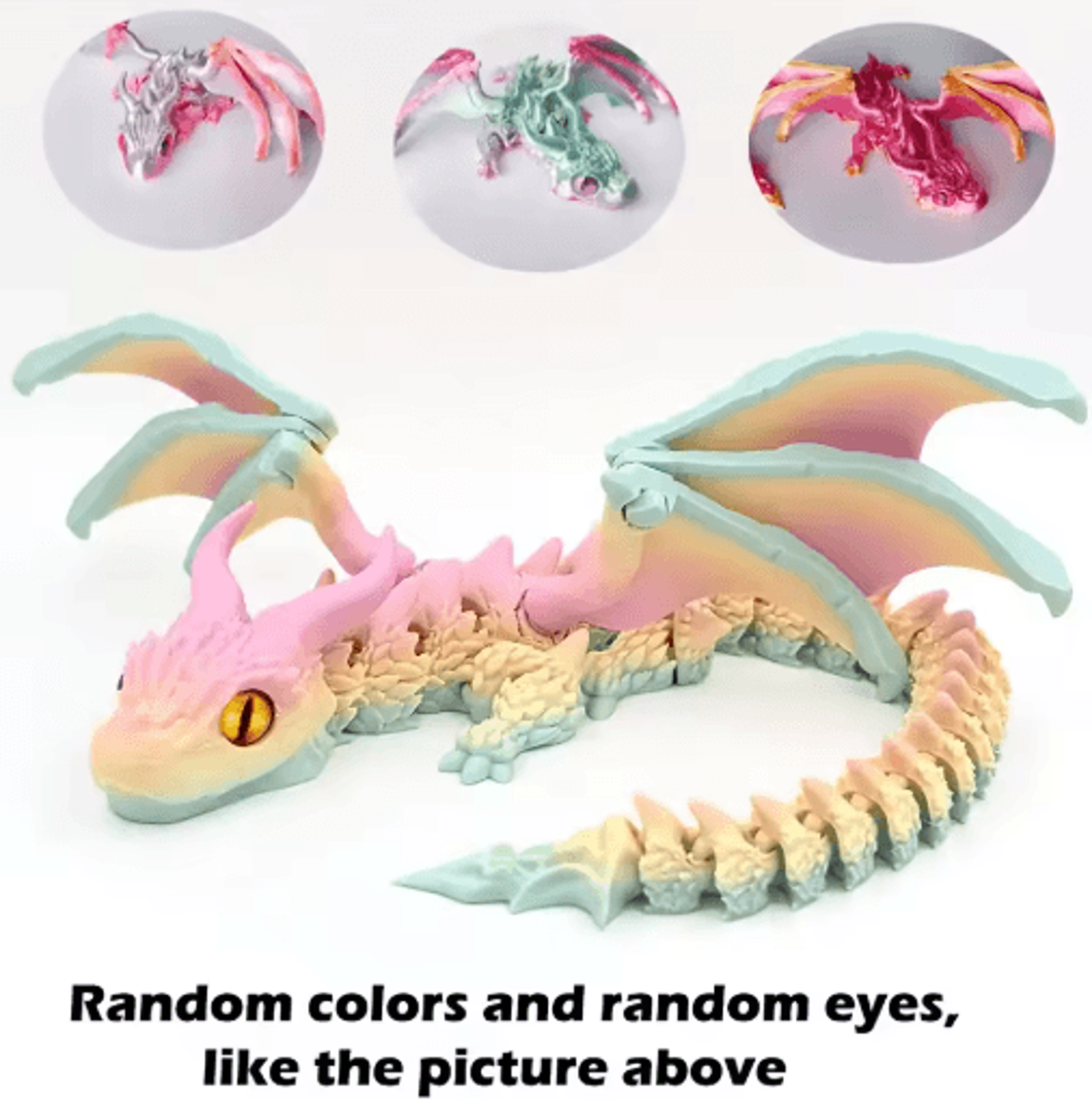 3D Printed Winged Carriage Dragon Figurine Tabletop Decor 4