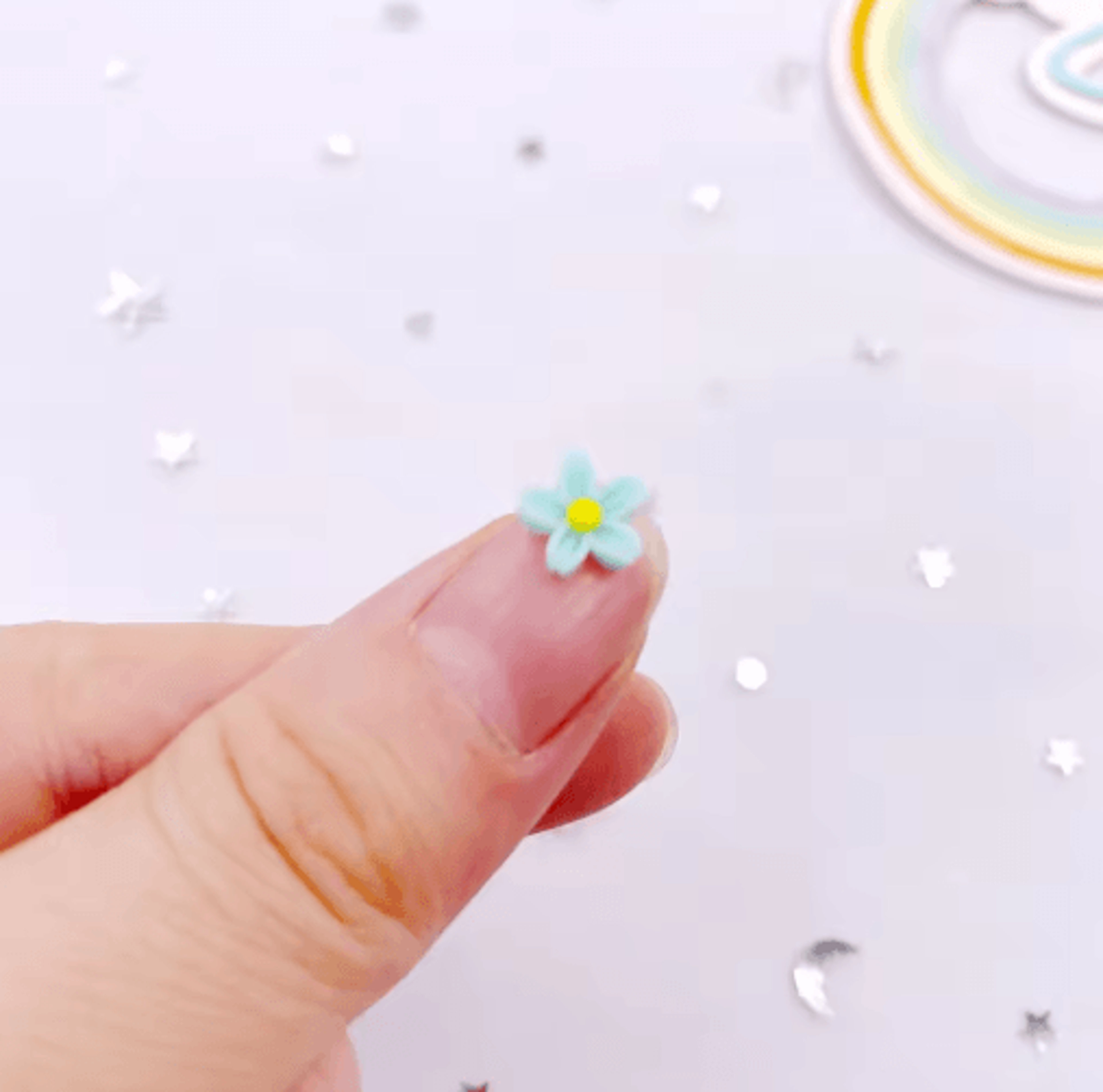 100Piece 8mm Colorful Mini Resin Flower Gems For Crafts And Nail Art 12