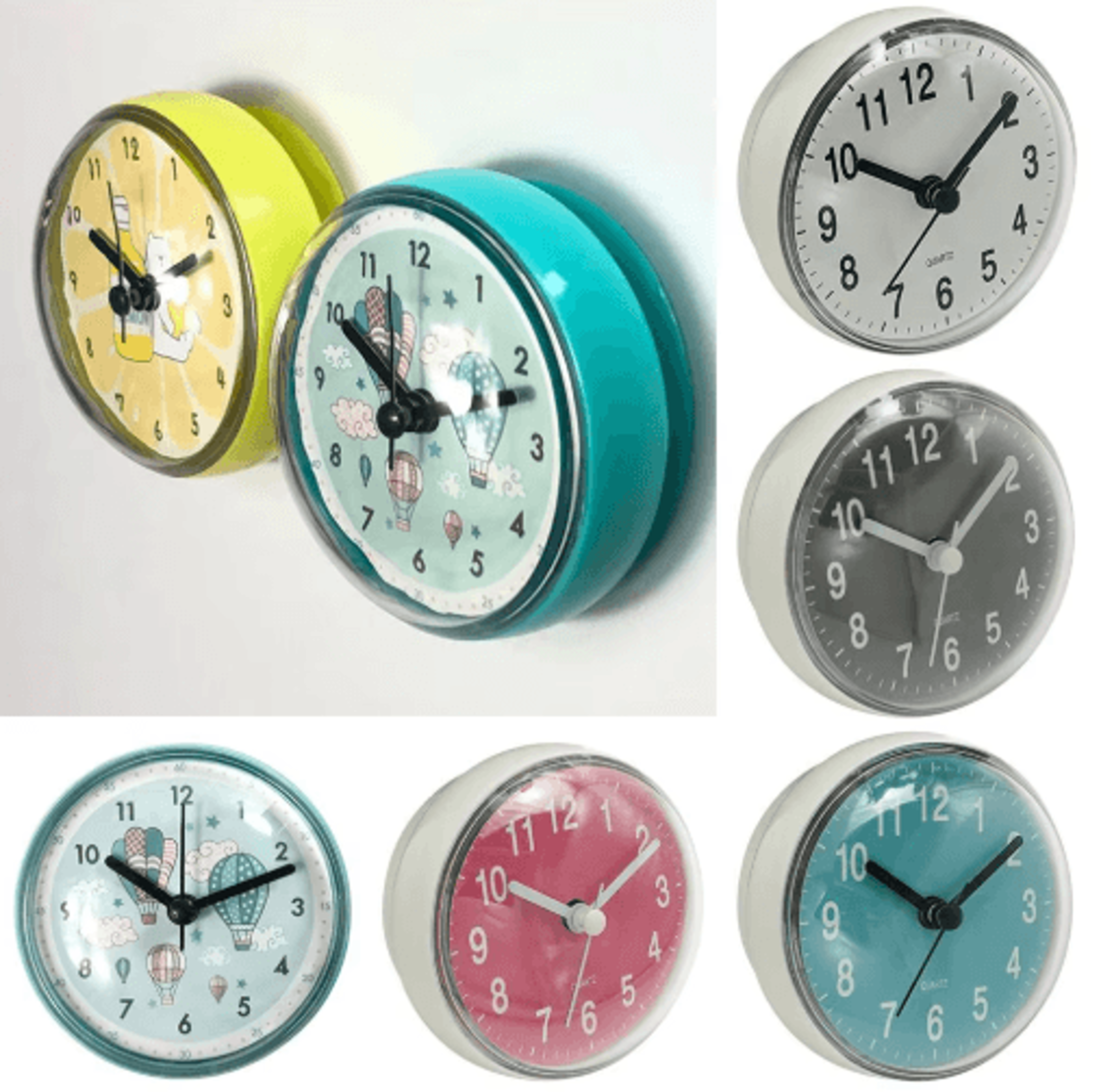 7cm Mini Waterproof Suction Wall Clock For Bathroom And Kitchen 0