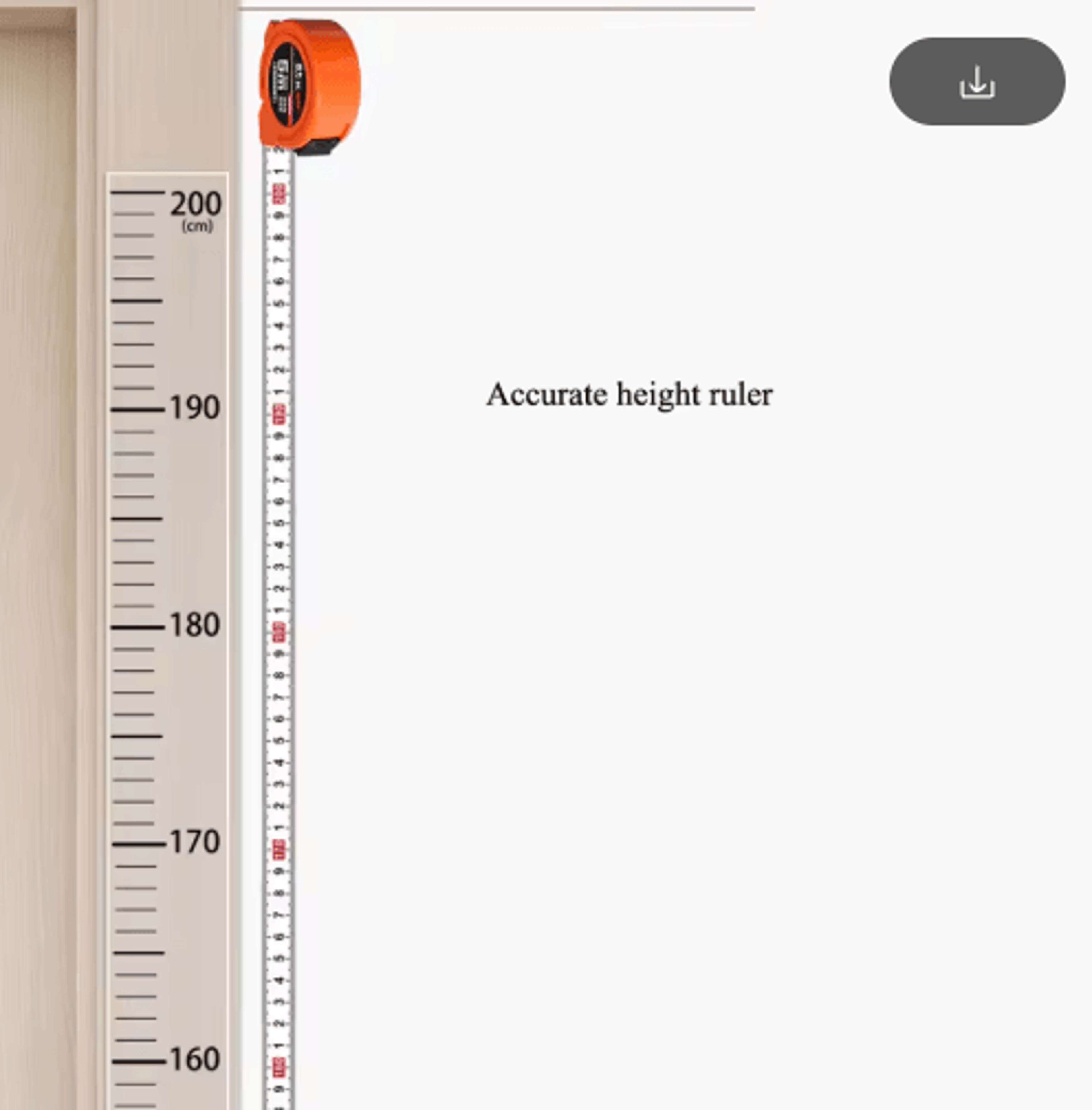 2Meter Kids Height Chart Wall Sticker Removable Growth Scale 4