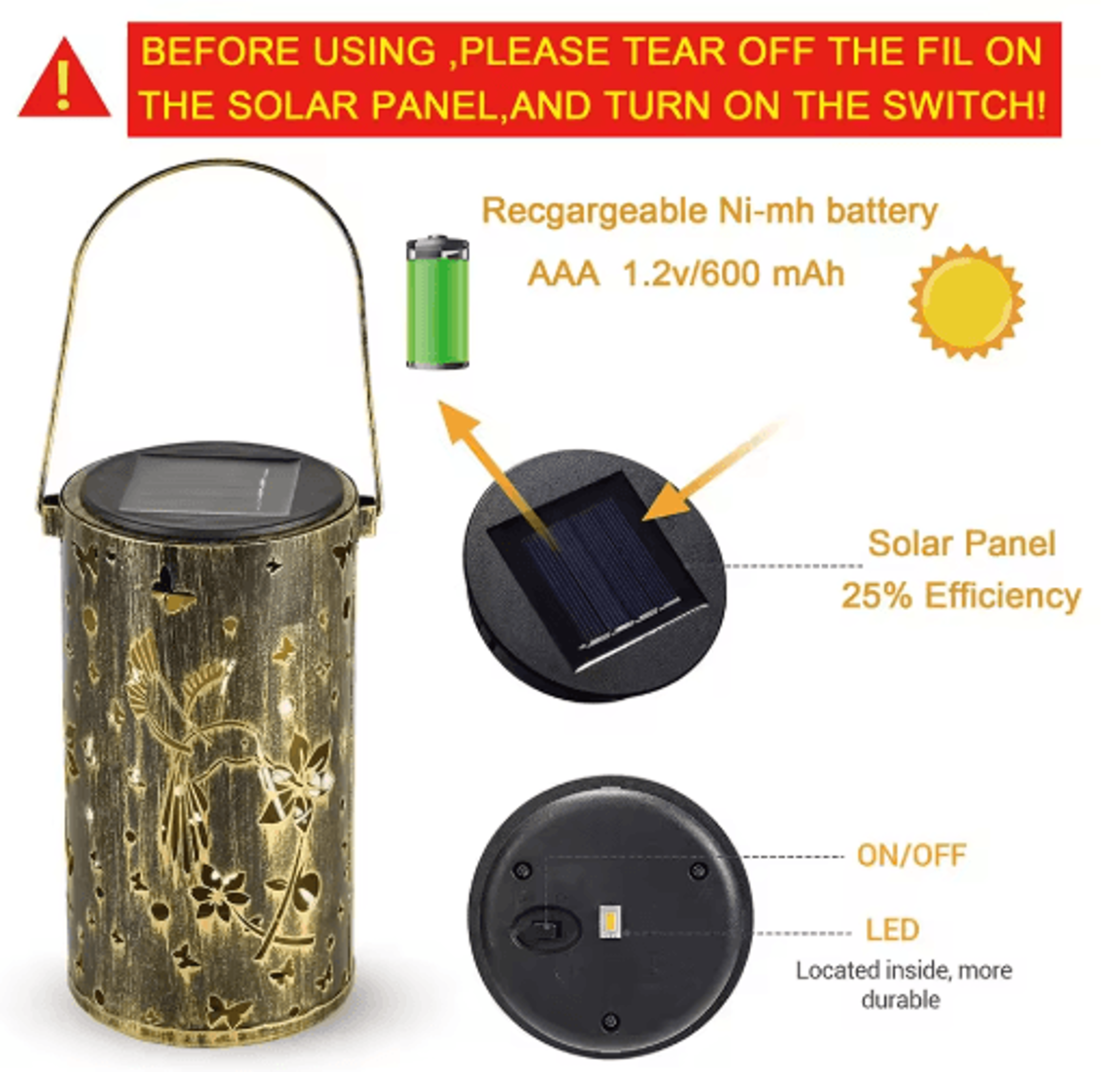 14PCS 8cm Solar Lantern Replacement Top With LED Light 6