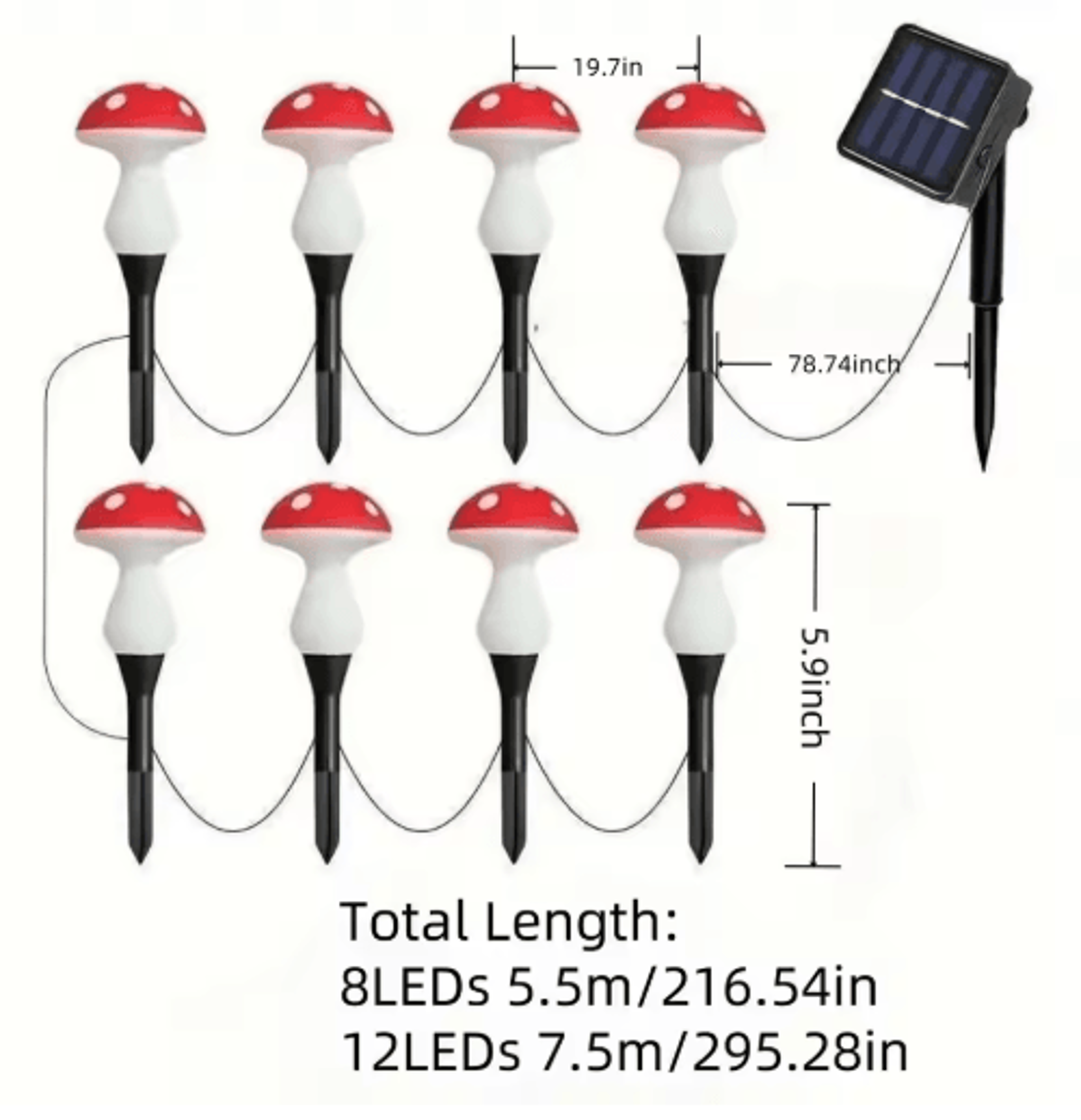 Solar Mushroom Path Light With 8 LED Lighting Modes 5
