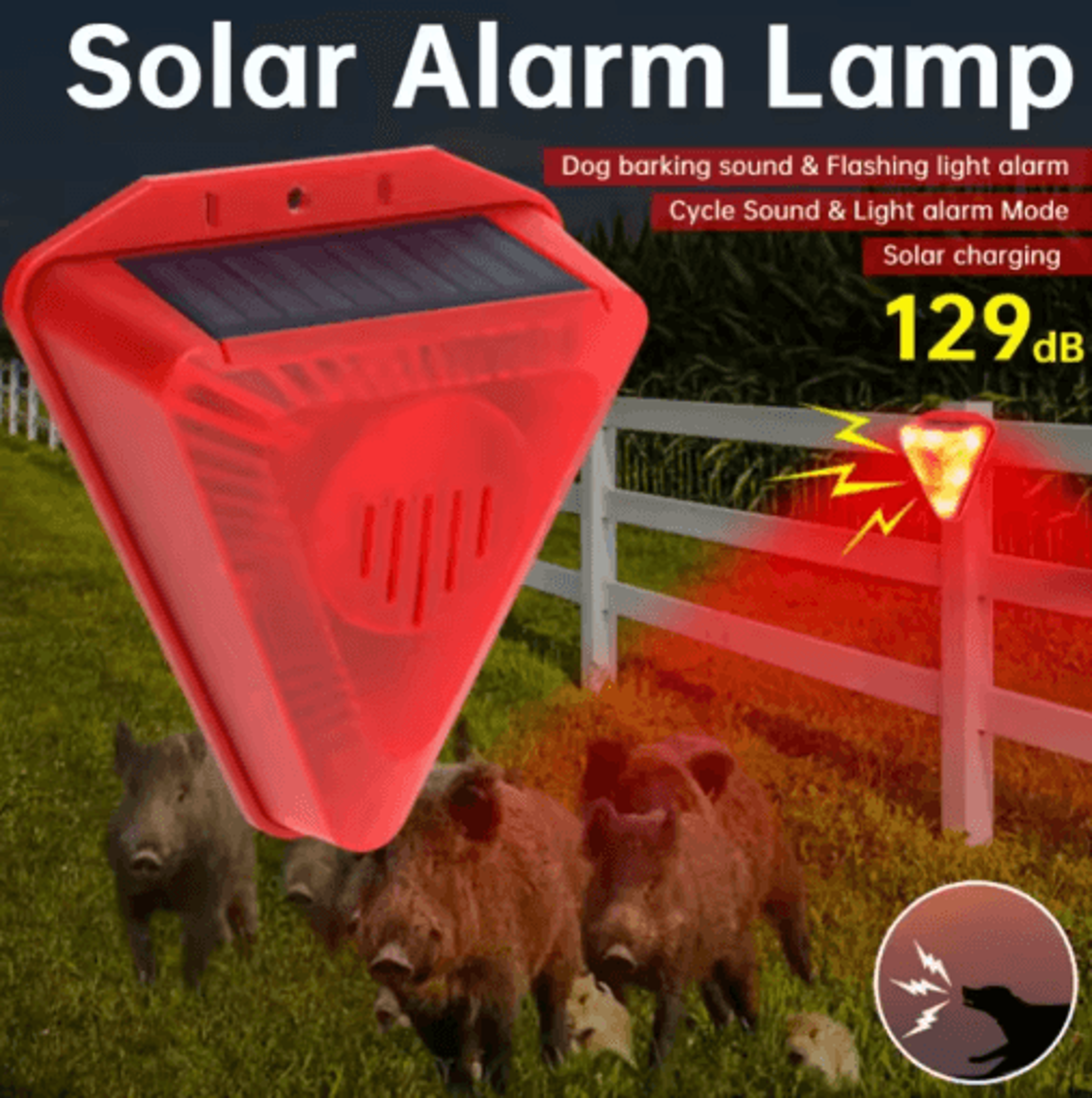 Solar Motion Sensor Alarm Light With 129dB Siren 11