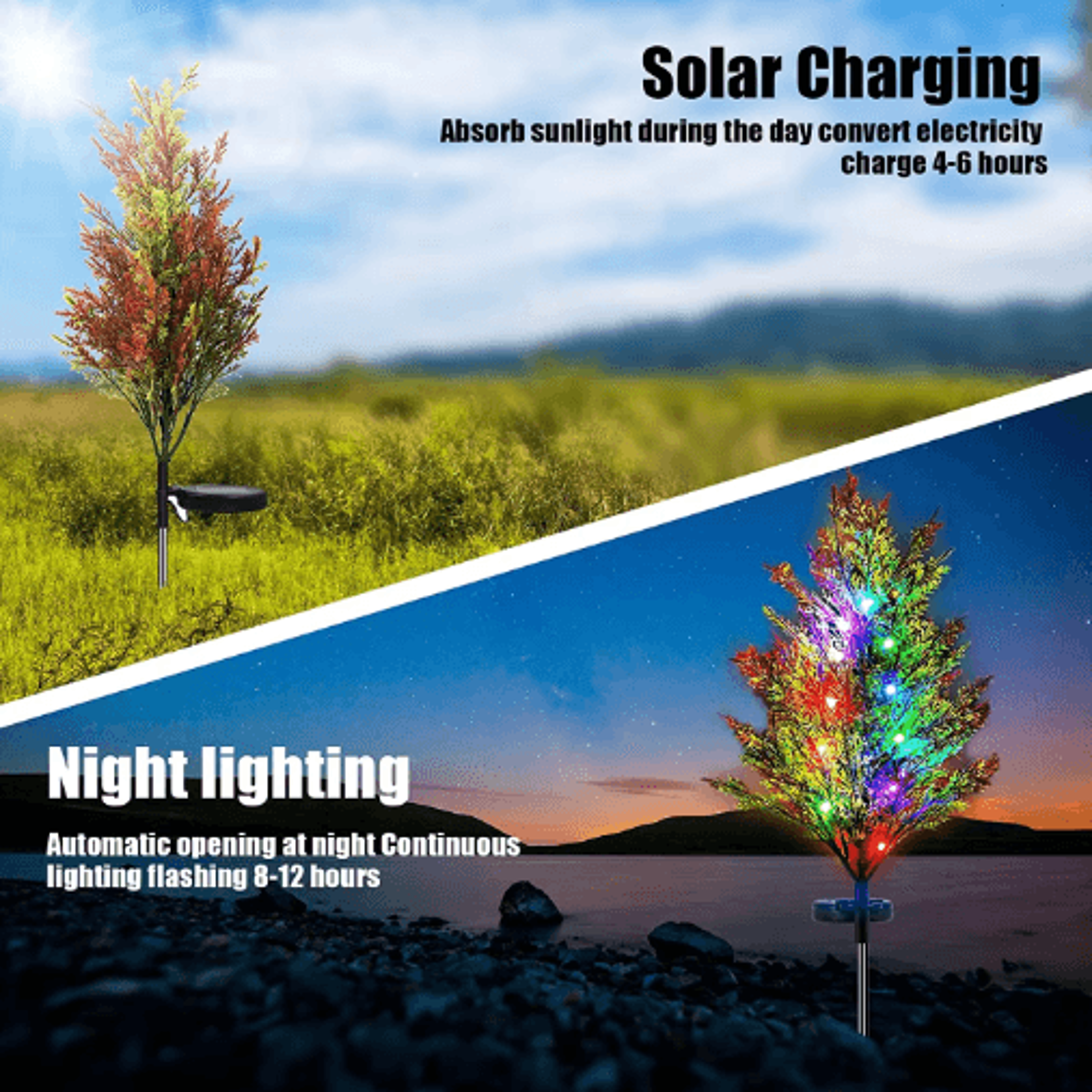 Solar Christmas Pine  Cypress LED Garden Stake Light 4