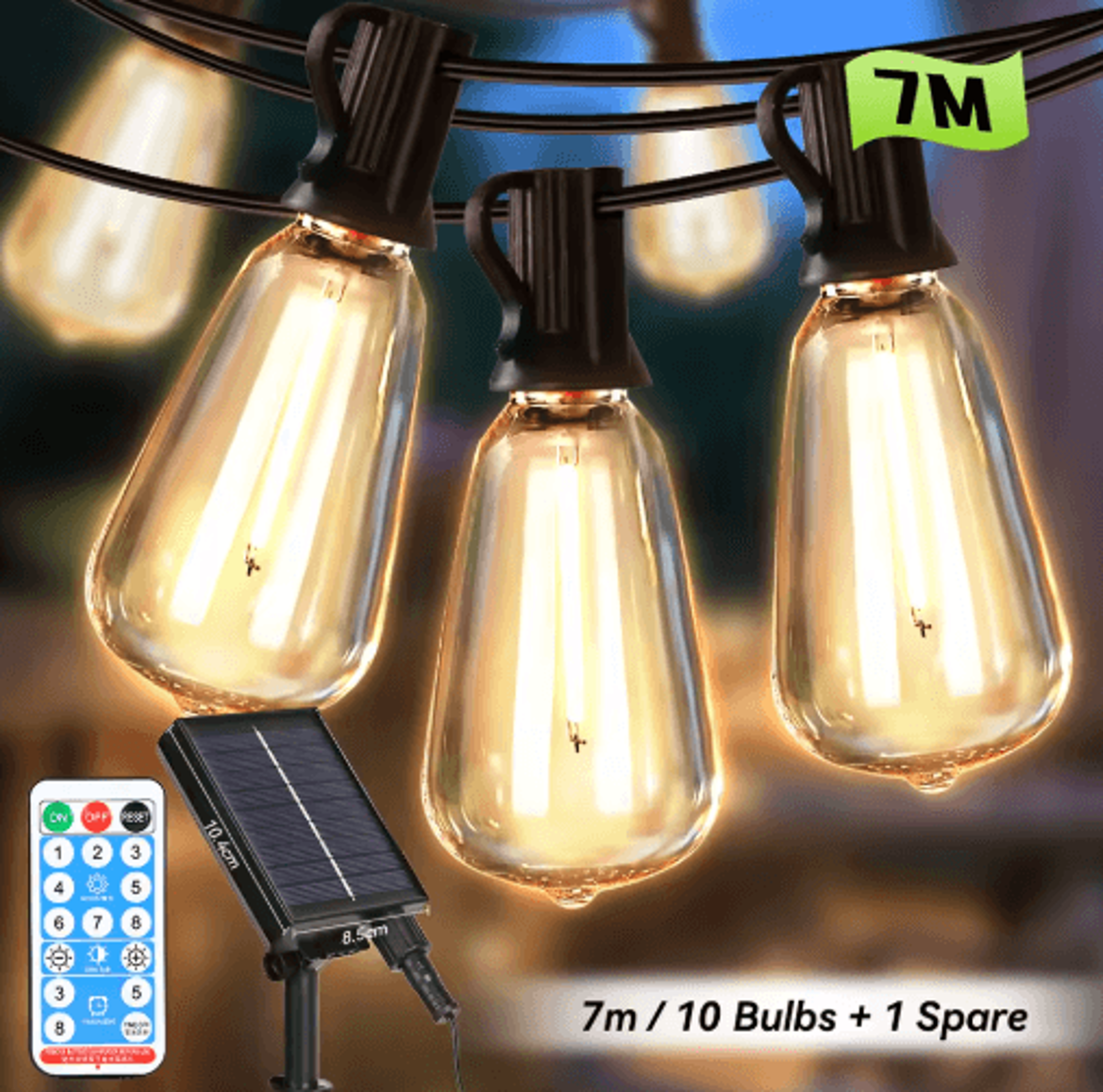 LED Solar EdisonStyle String Lights For Outdoor Garden Decor 10