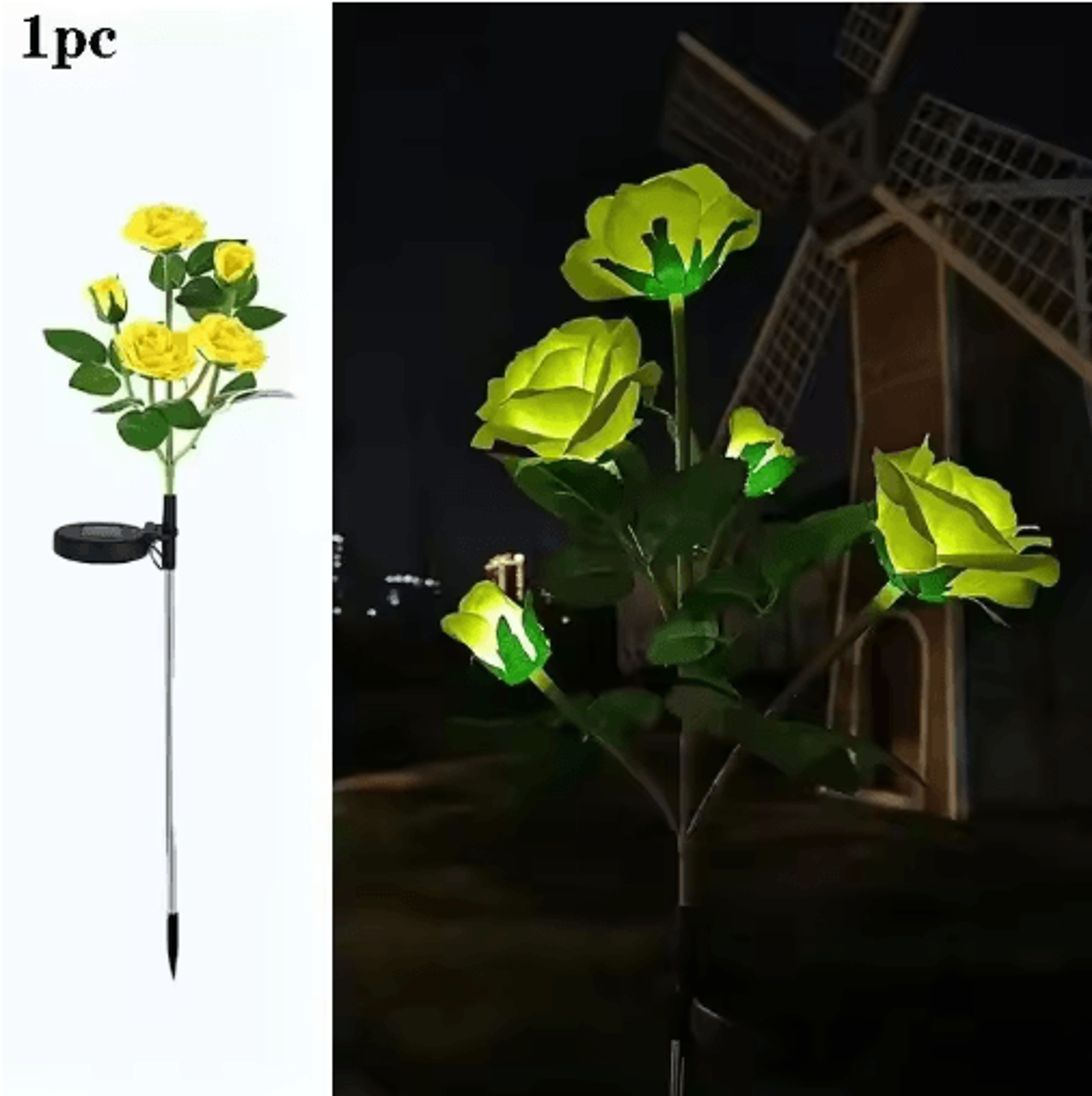 Solar 5Head Rose Flower LED Garden Light 1