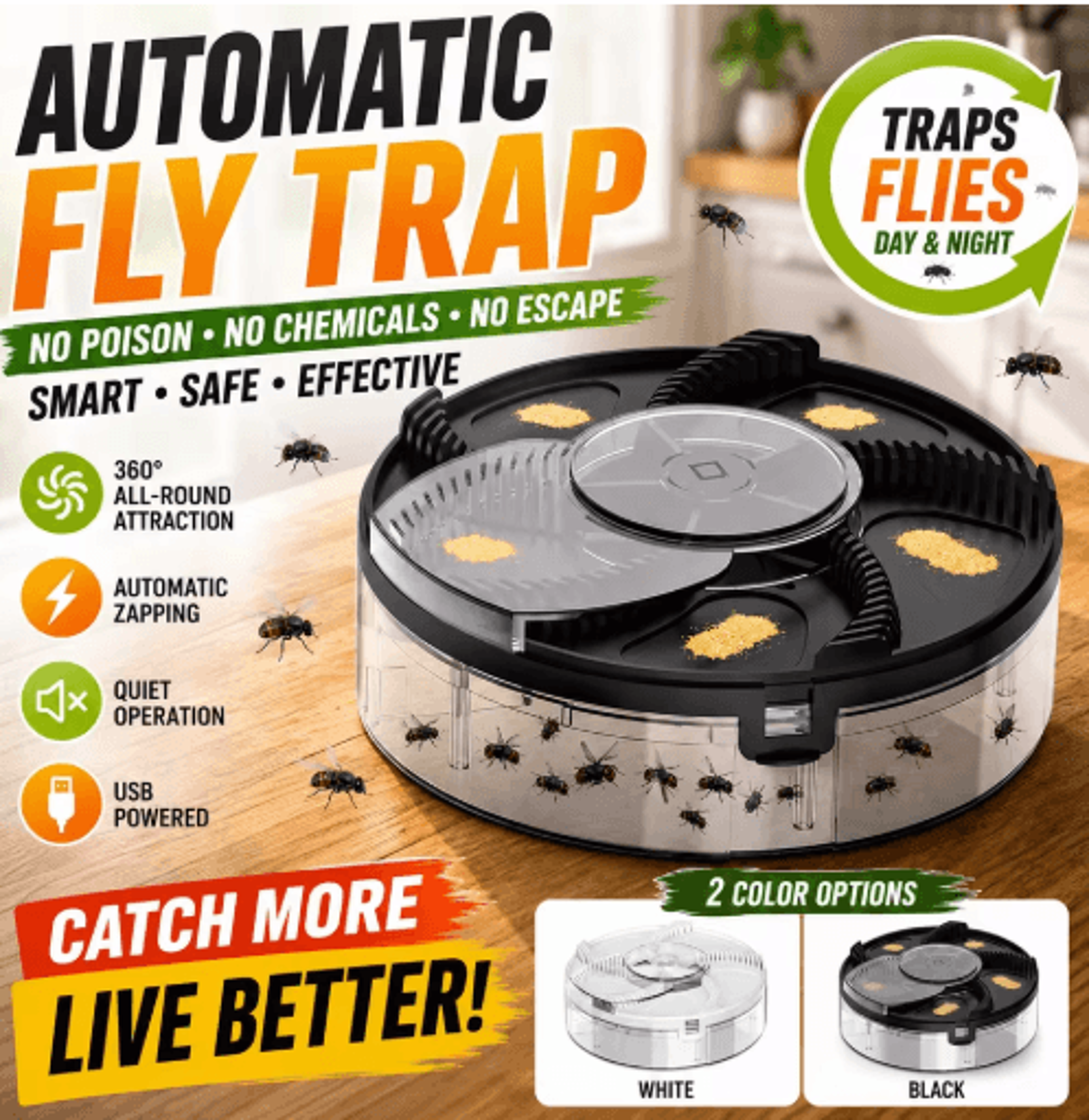 USB Automatic 360 Fly Trap For Home And Kitchen 0