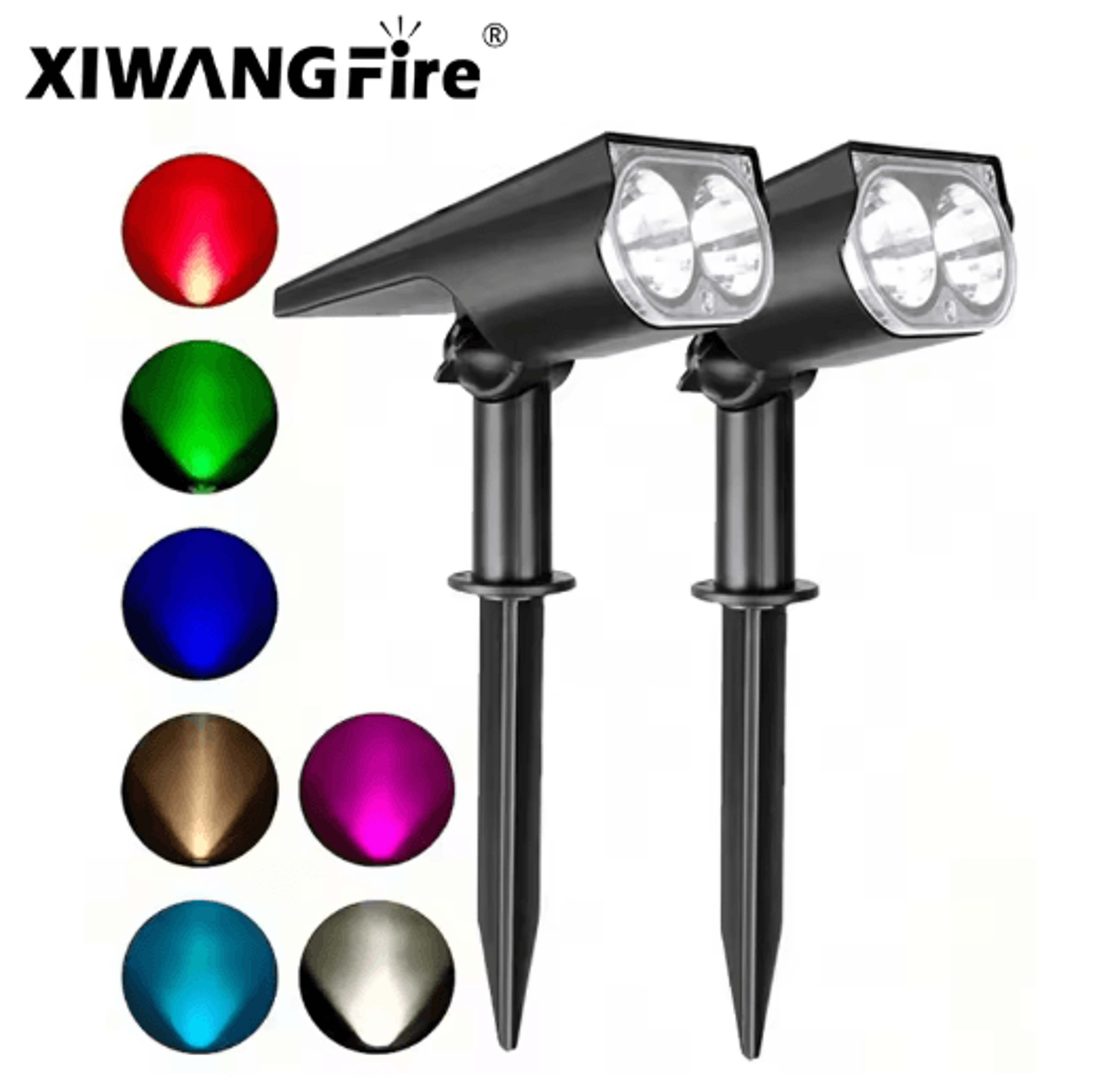 Dual LED ColorChanging Solar Landscape Spotlight 0