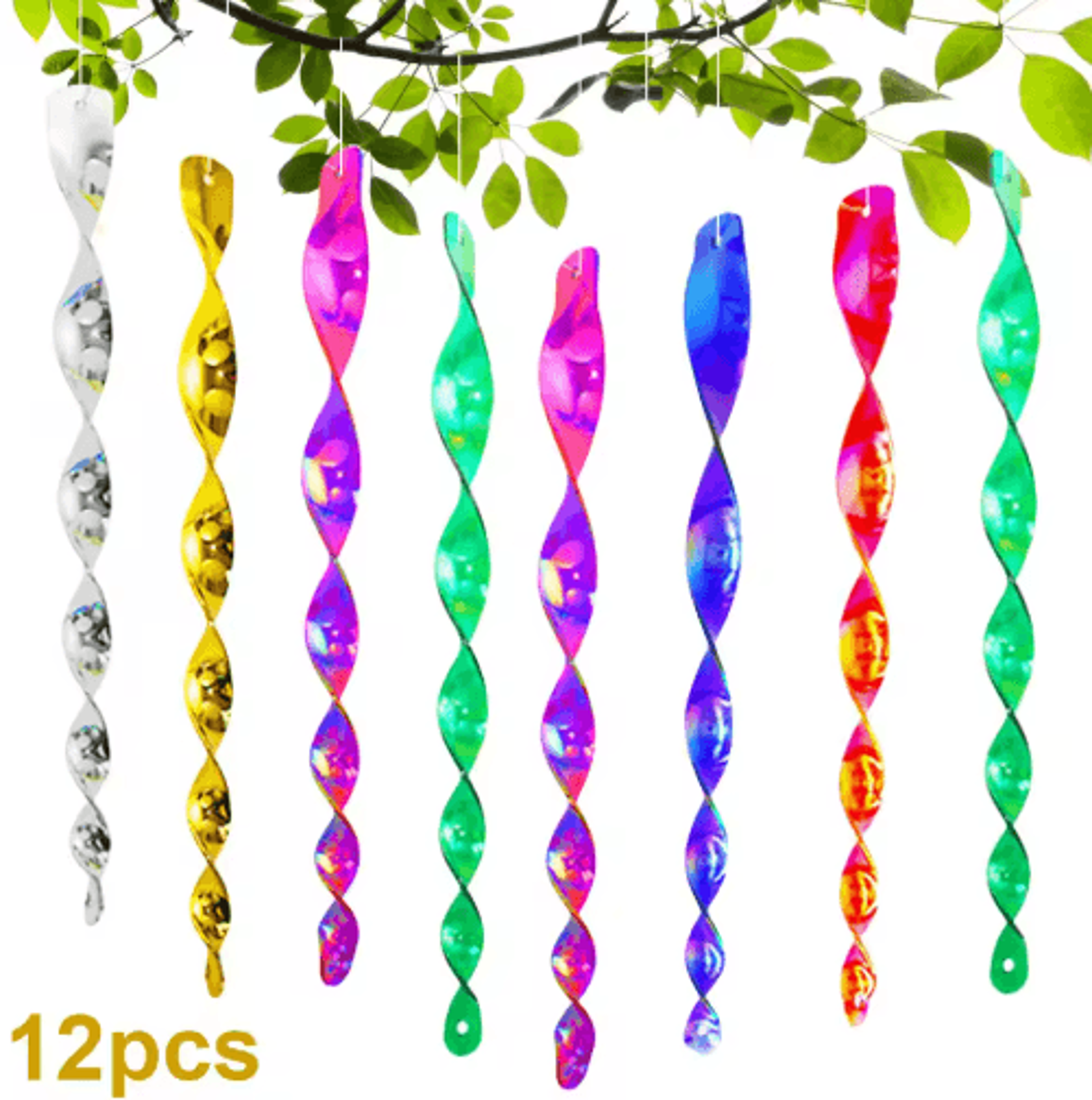 12Piece Reflective WindSpinner Bird Deterrent Rods 7