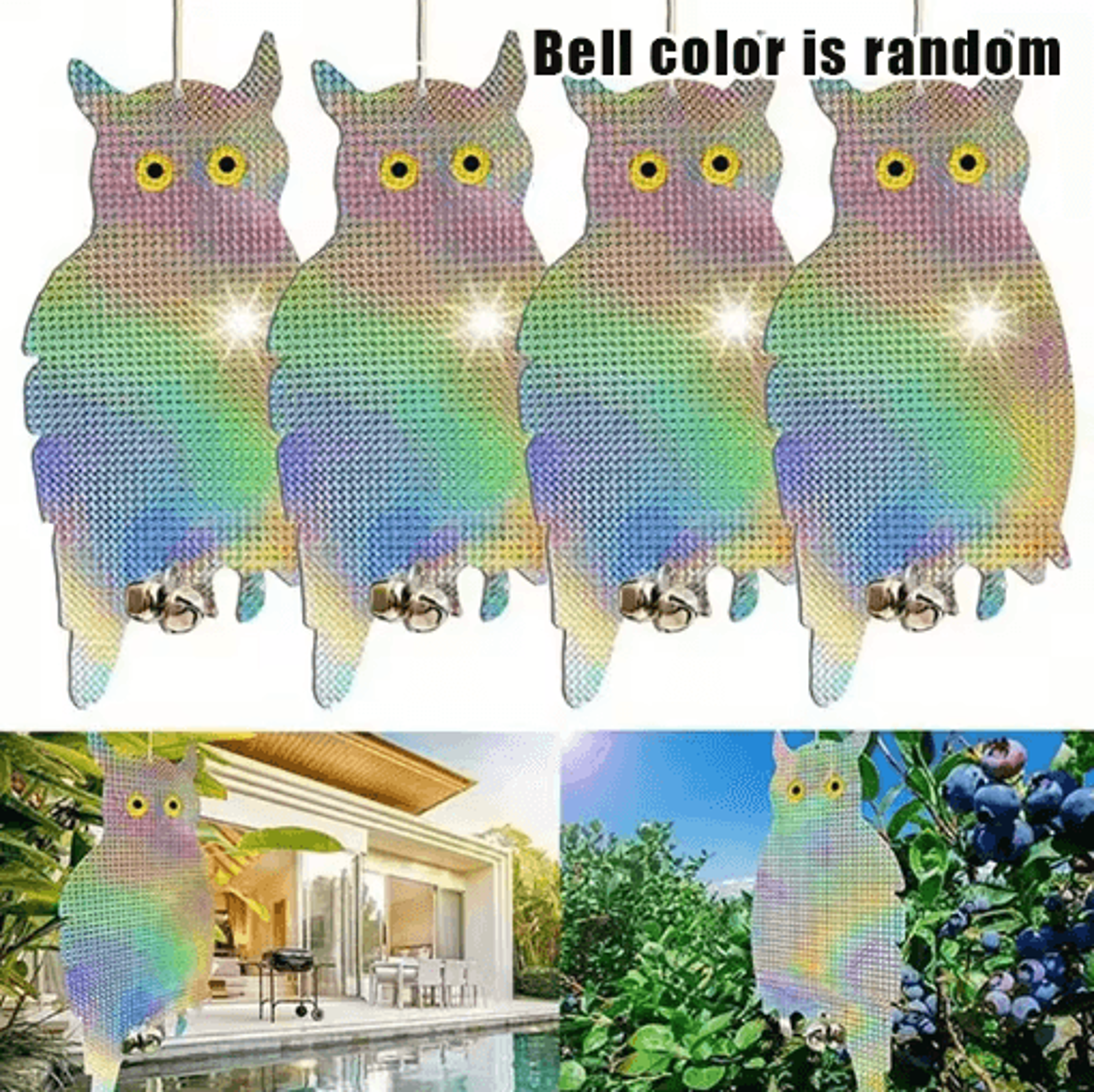 16PCS Reflective Owl Hawk Bird Repeller Wind Chimes 2