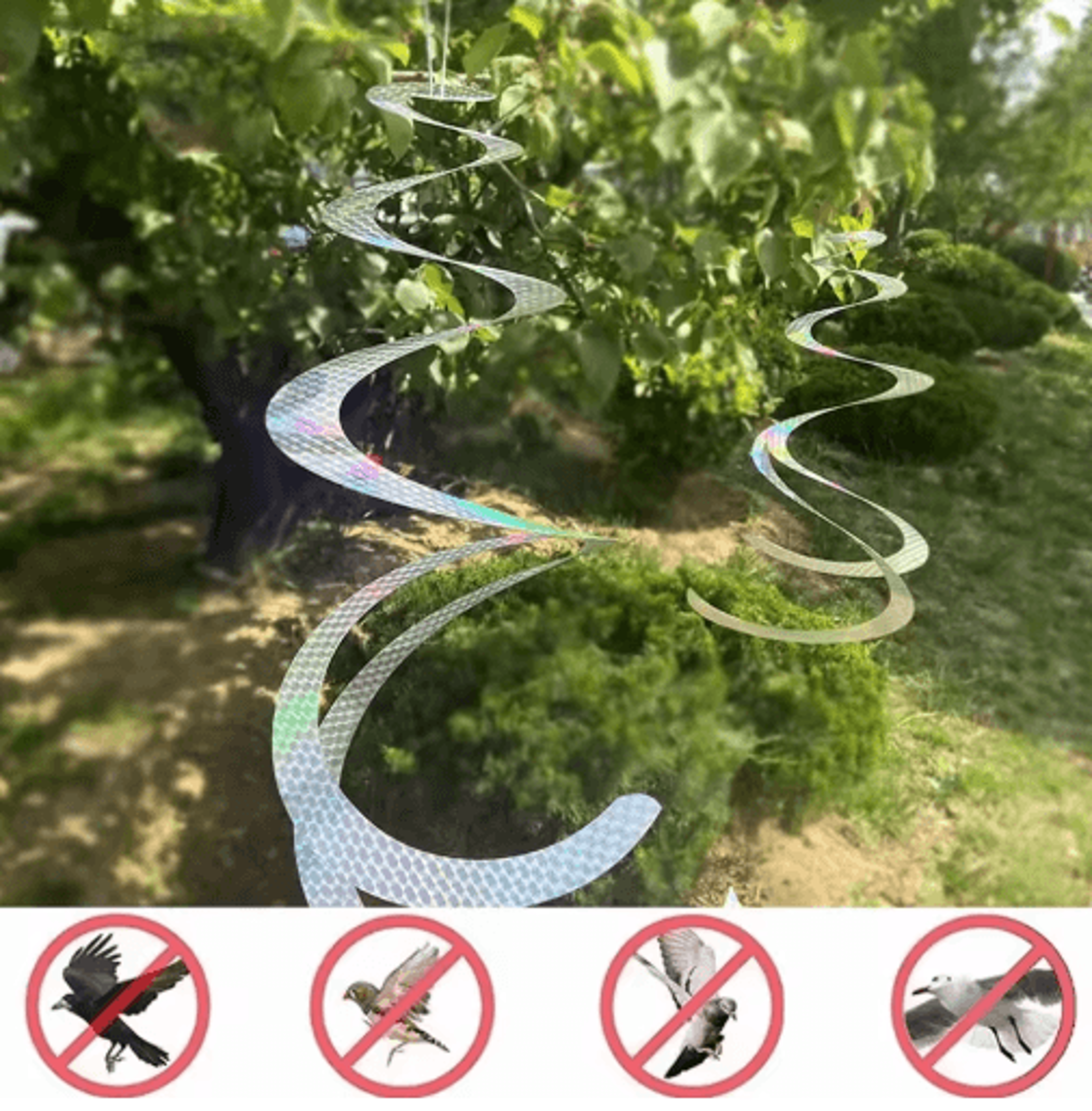 Spiral Reflective Bird Scare Tape With Audible Deterrent Effect 0