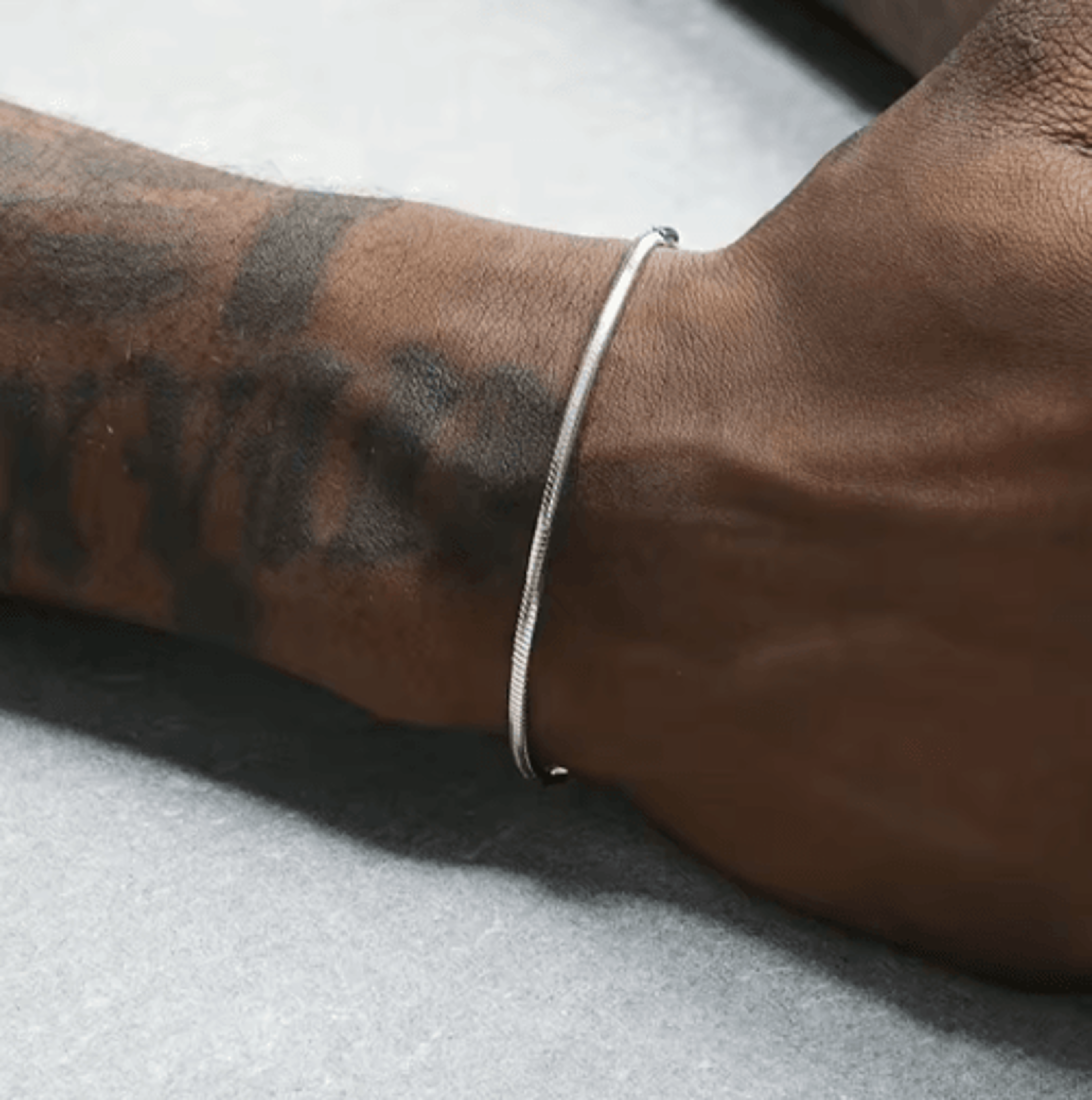 925 Sterling Silver  Titanium Steel Snake Chain Bracelet 4