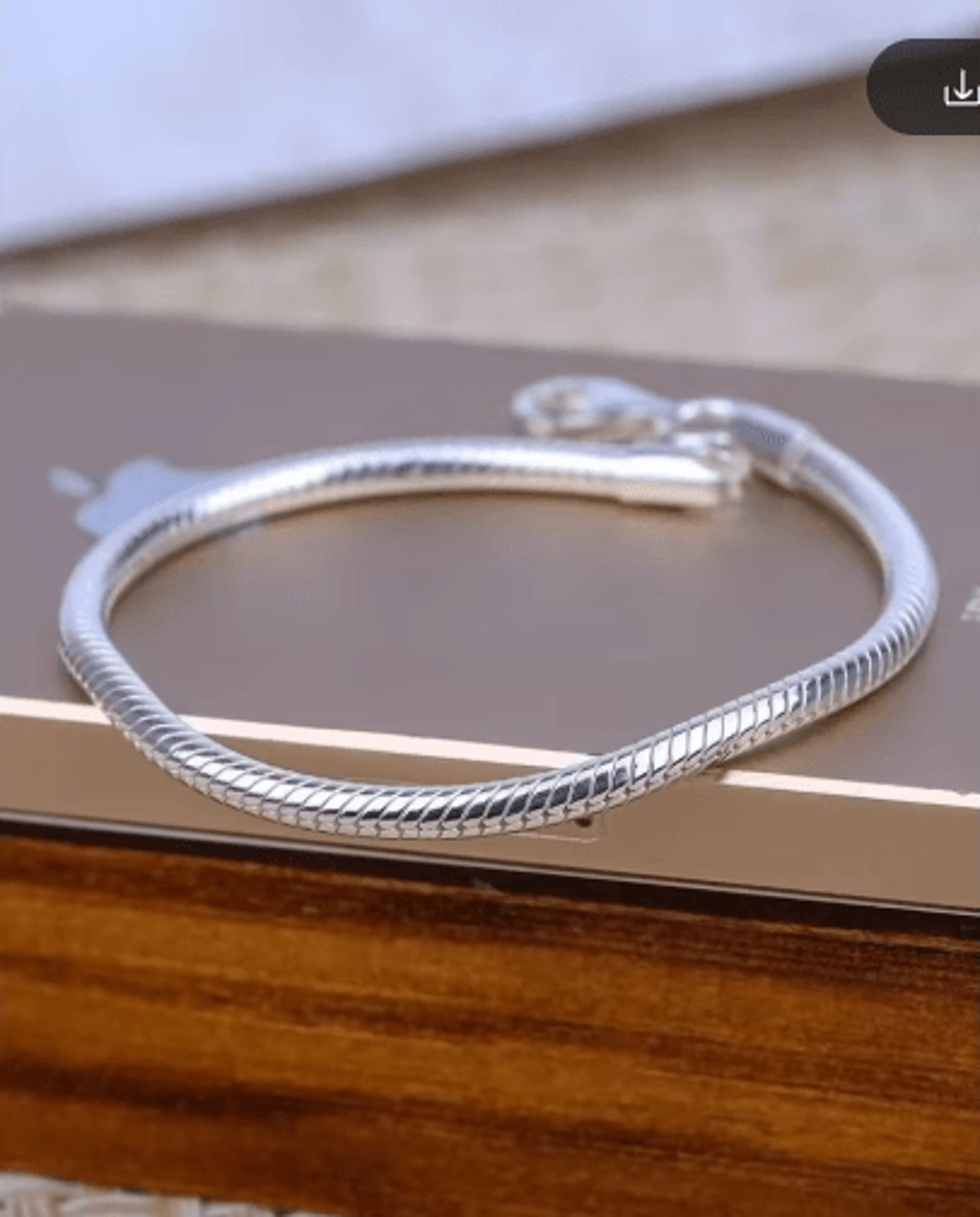 925 Sterling Silver 34mm Snake Chain Bracelet 4